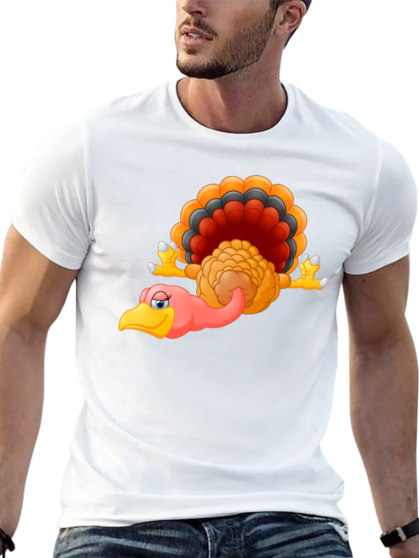 Funny Turkey Cartoon Black T-Shirt