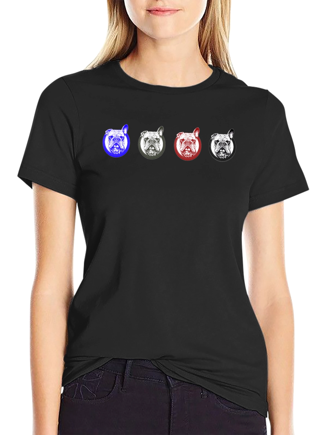 Bulldog Heads Graphic Tee - Classic Black T-Shirt