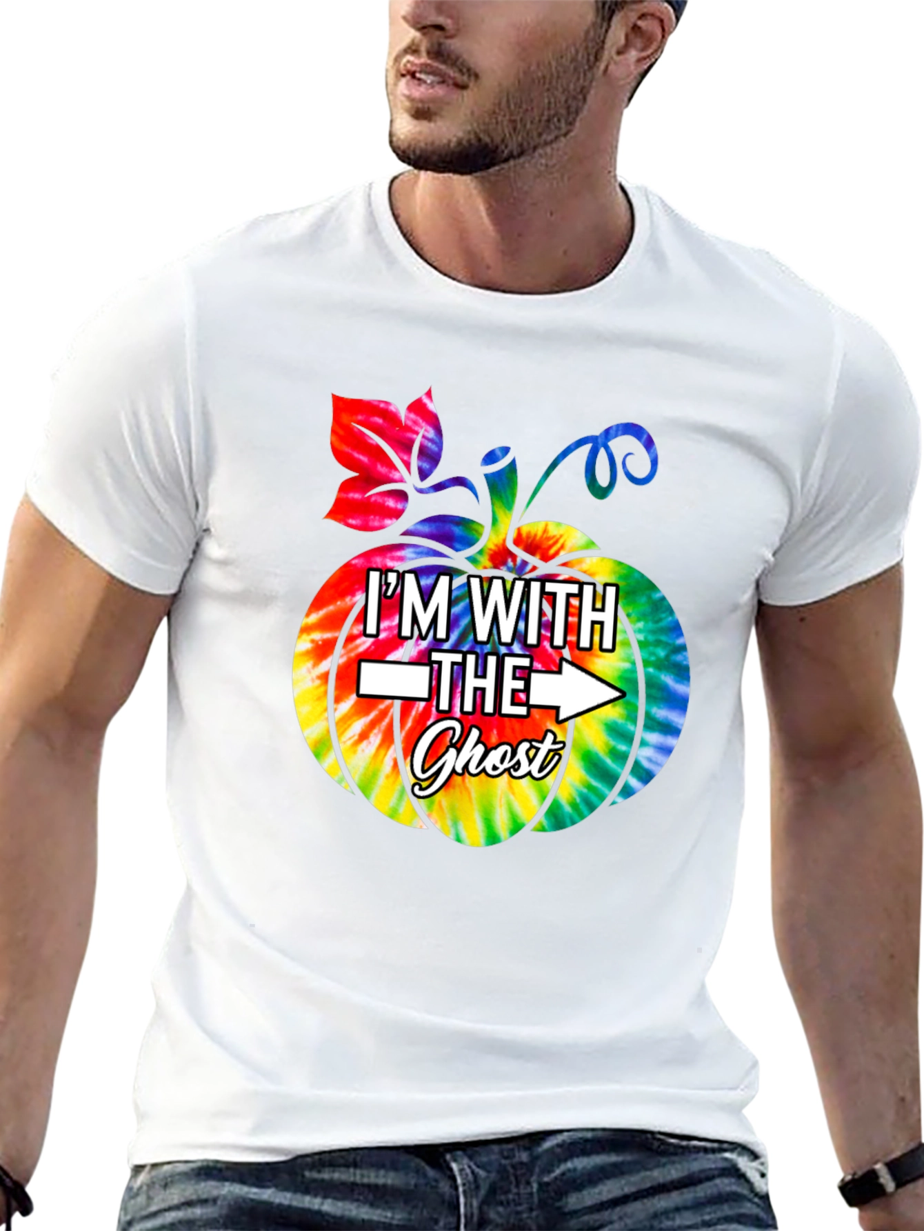 Im With The Ghost Tie Dye Pumpkin Halloween T-Shirt