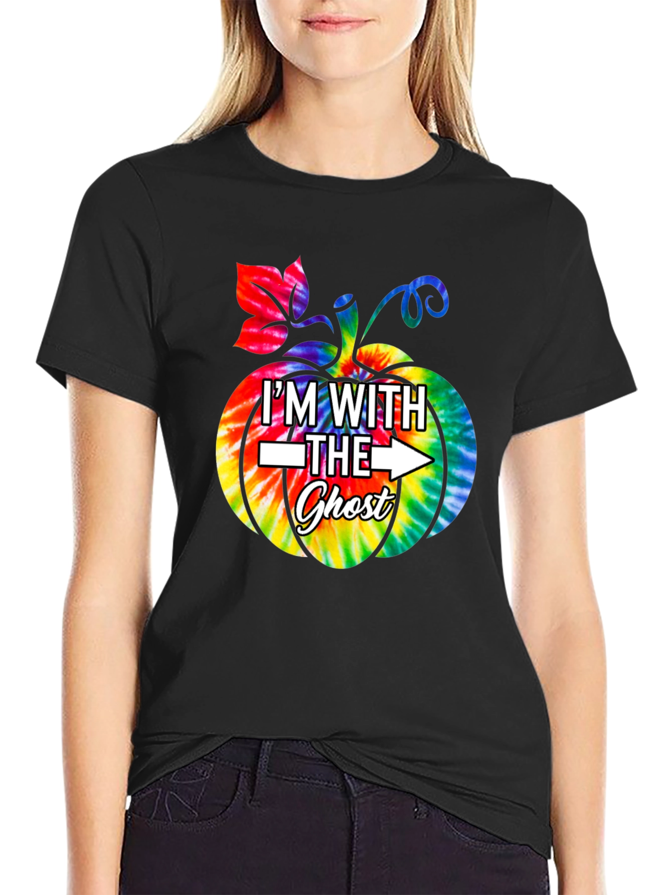 Im With The Ghost Tie Dye Pumpkin Halloween T-Shirt