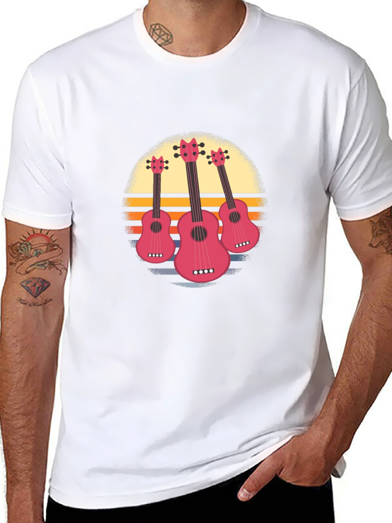 Sunset Ukulele Graphic Tee - Black