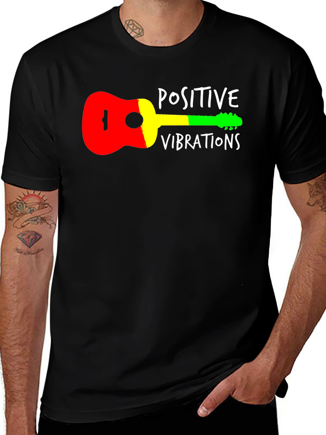 Positive Vibrations Reggae Guitar T-Shirt