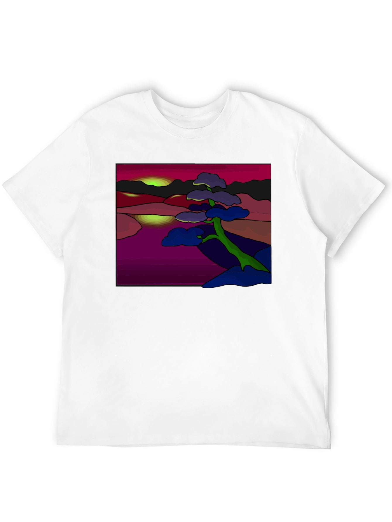 Abstract Landscape Graphic Tee - Black