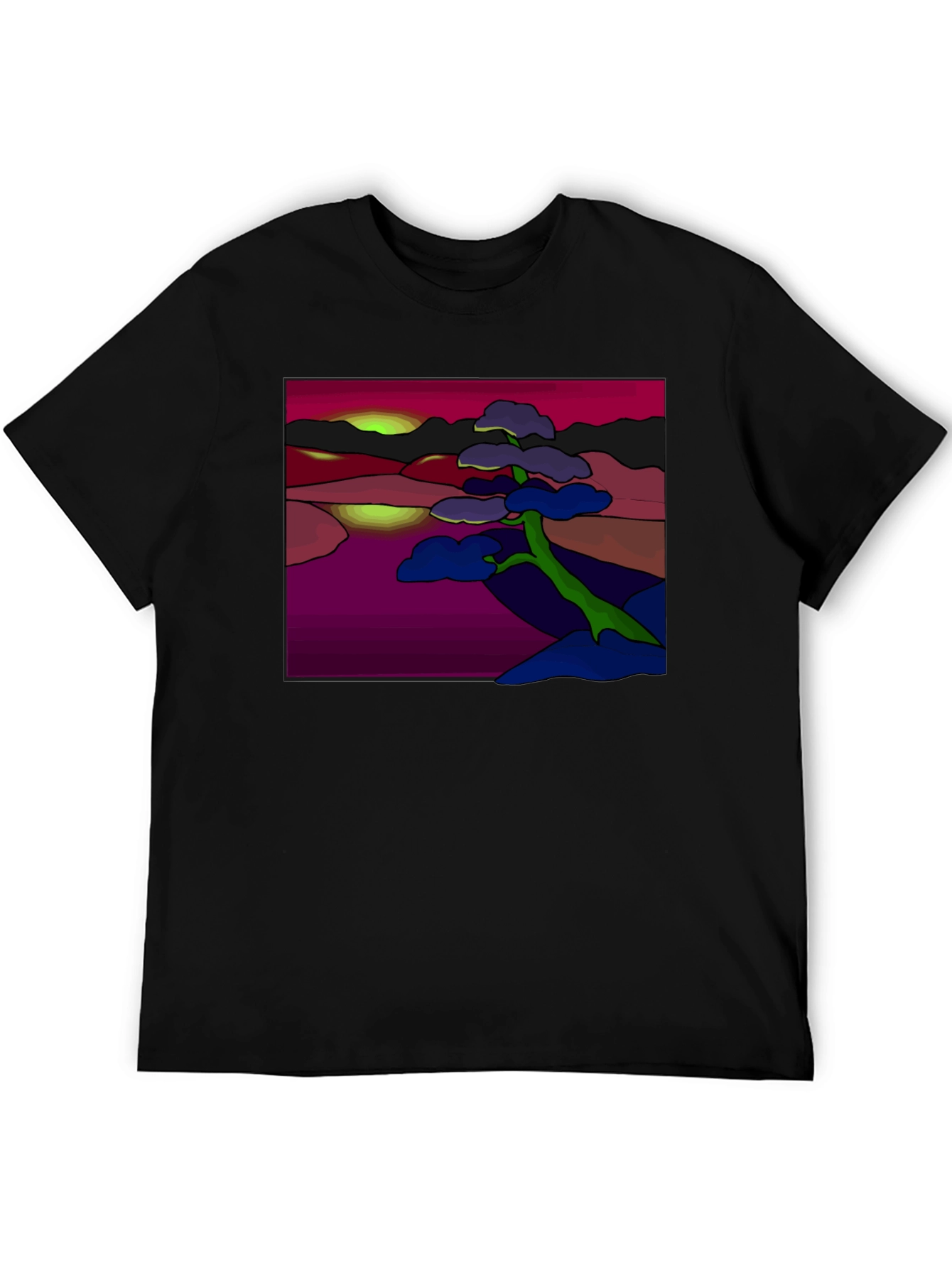 Abstract Landscape Graphic Tee - Black