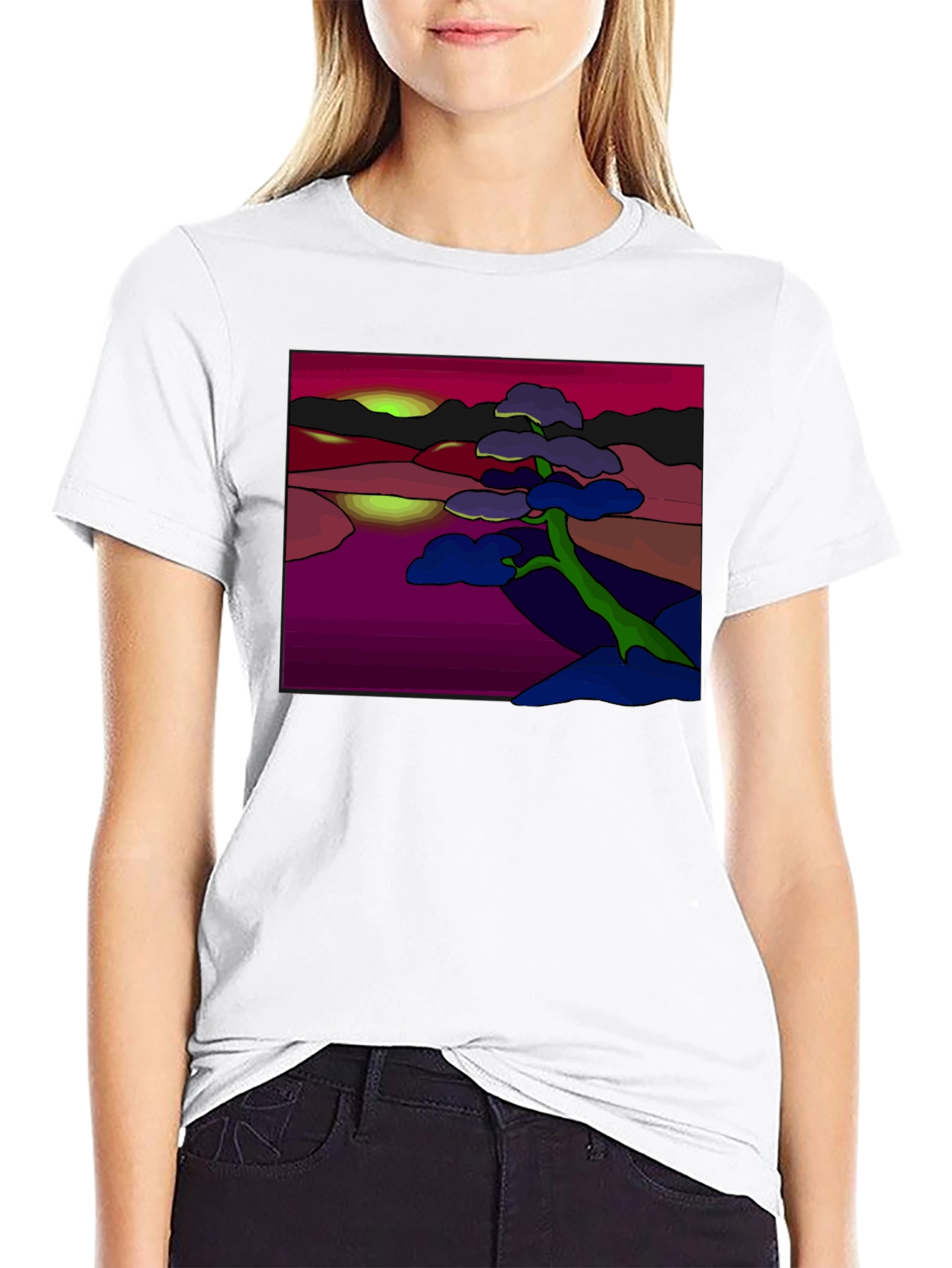 Abstract Landscape Graphic Tee - Black