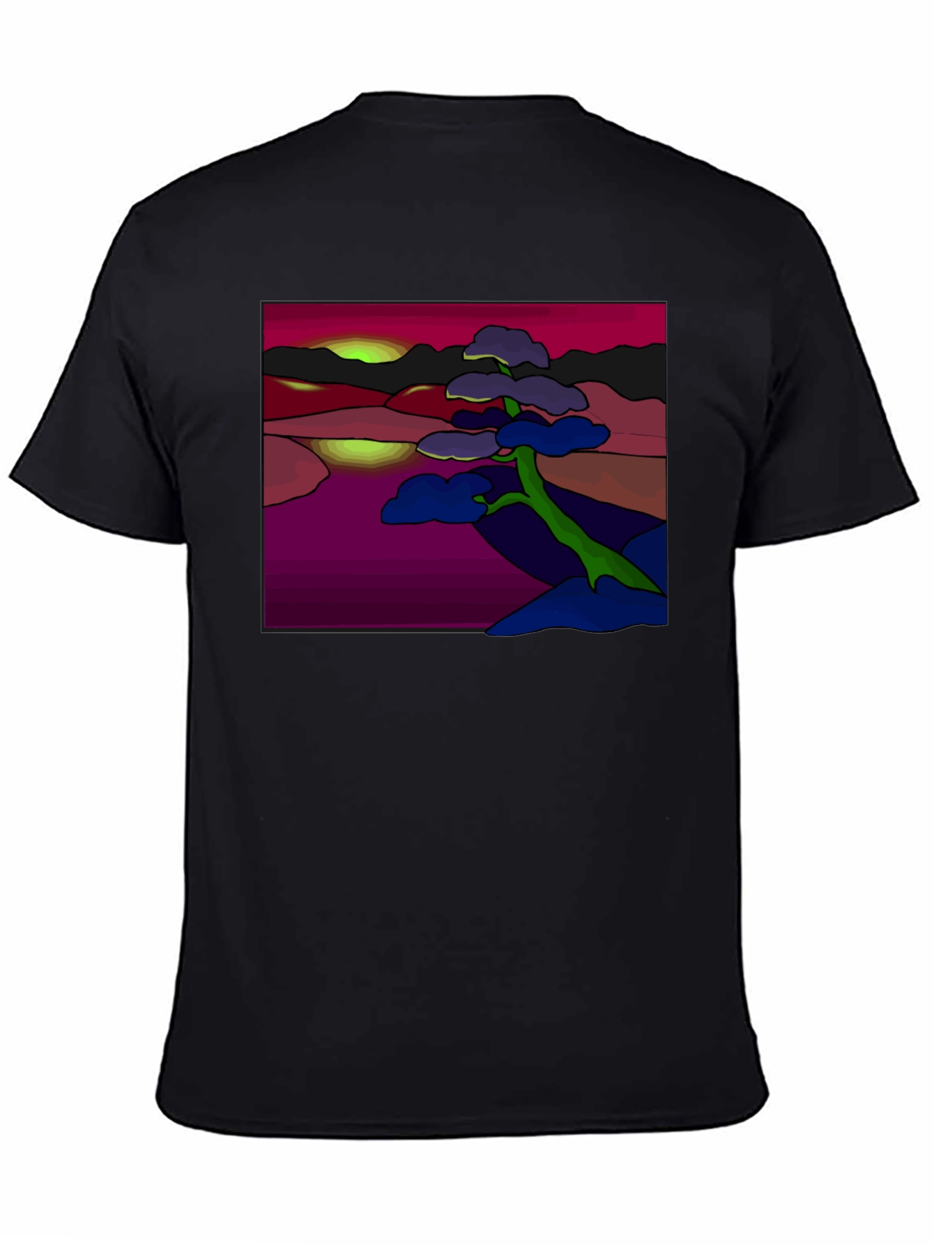 Abstract Landscape Graphic Tee - Black