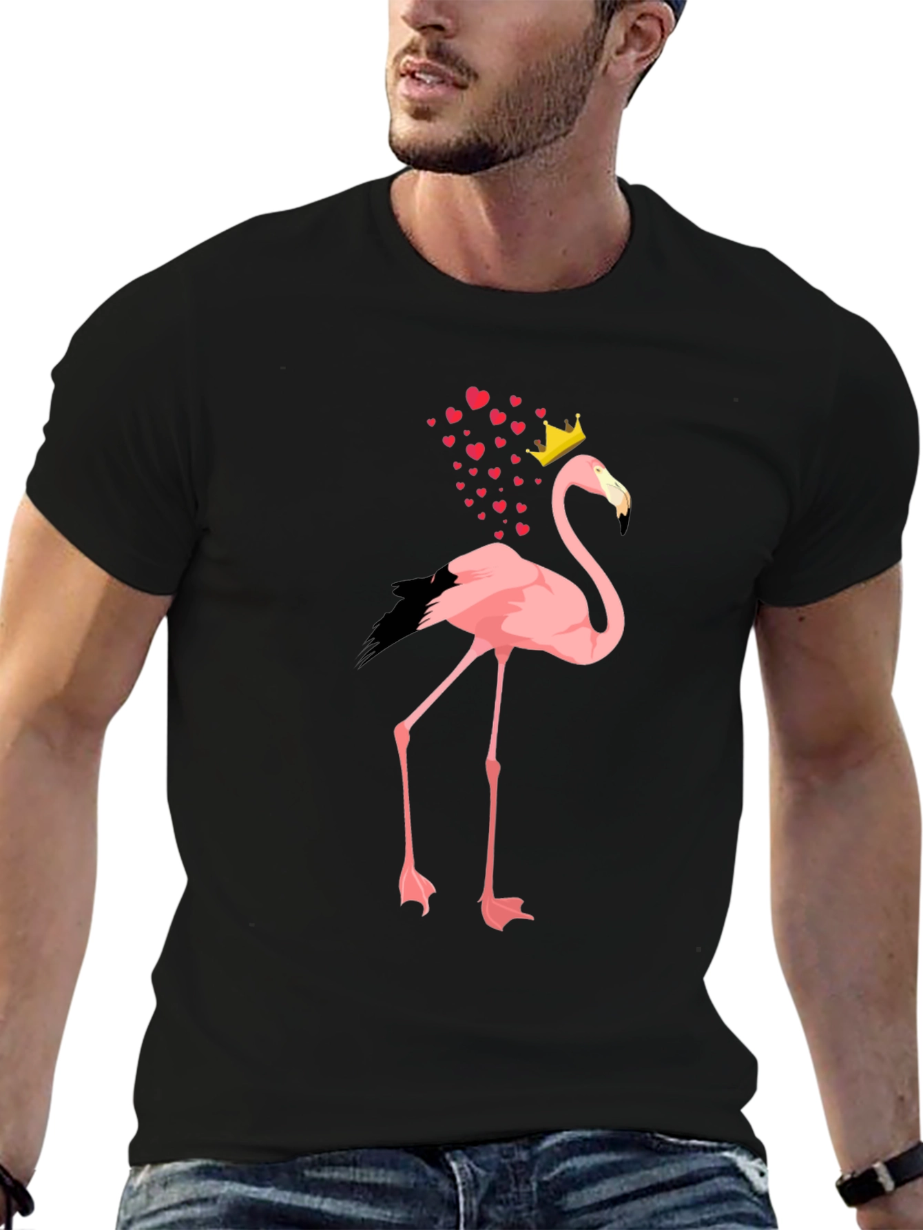 Flamingo King T-Shirt - Mens Black Tee