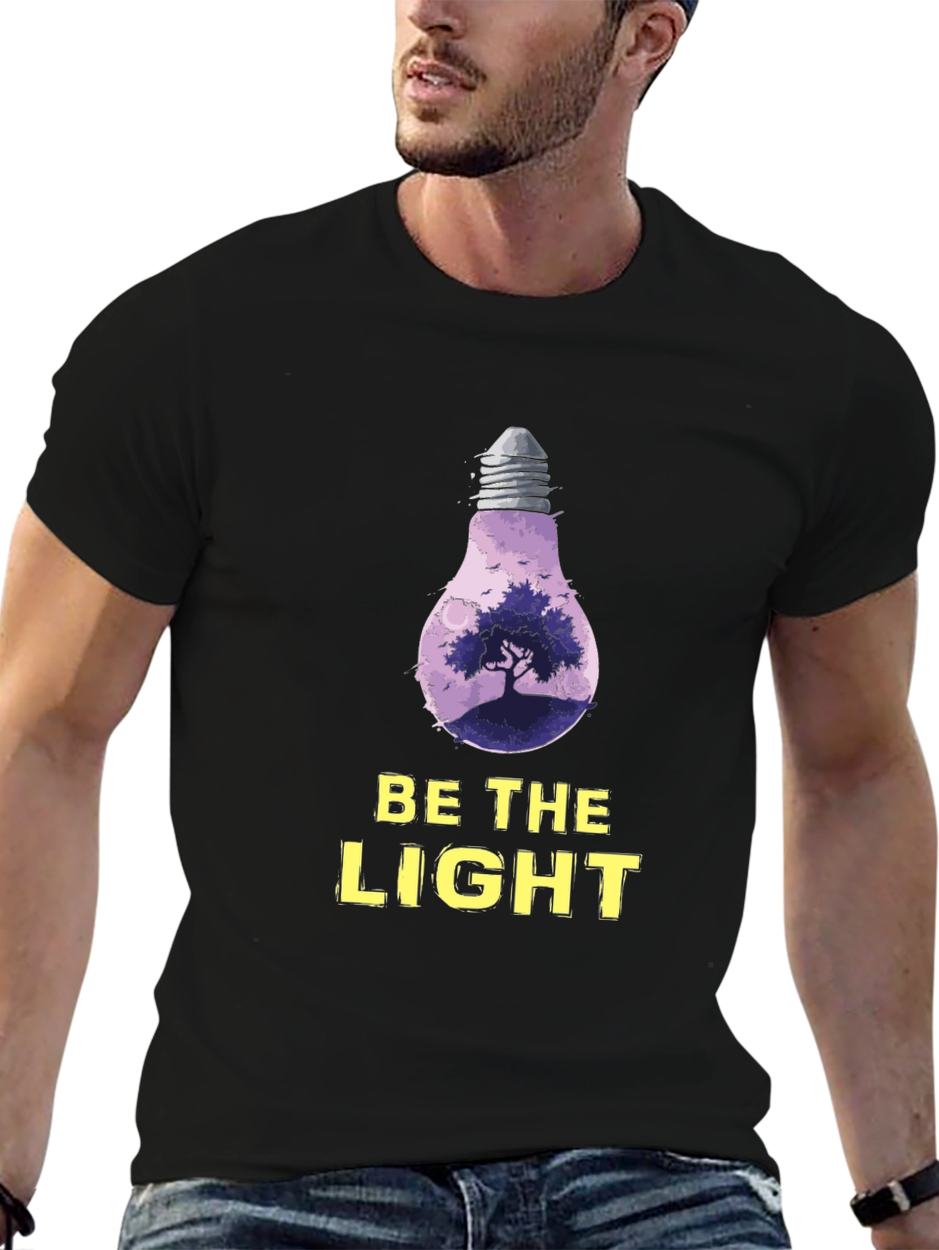 Be The Light Graphic Tee - Nature Bulb Design