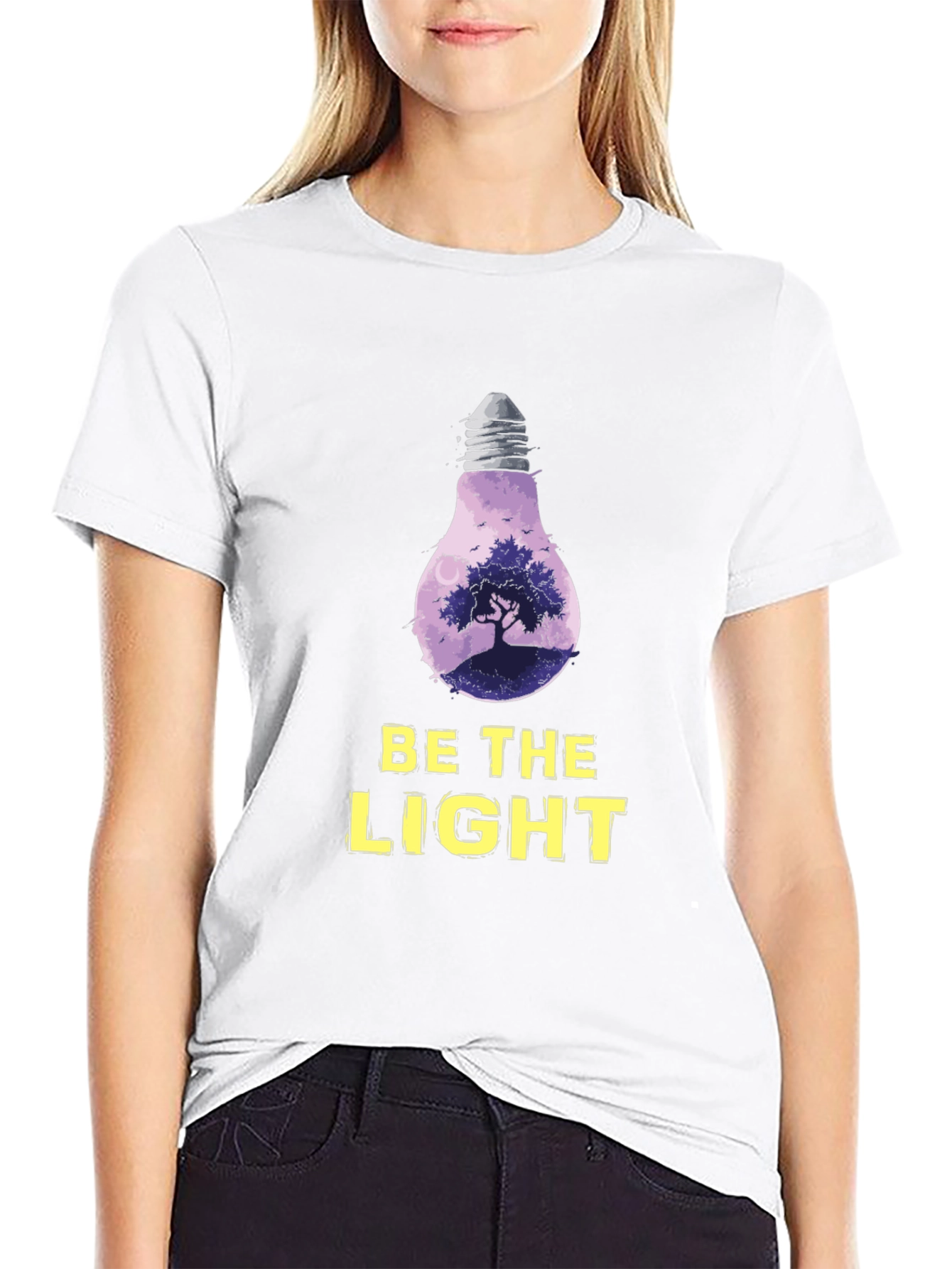 Be The Light Graphic Tee - Nature Bulb Design
