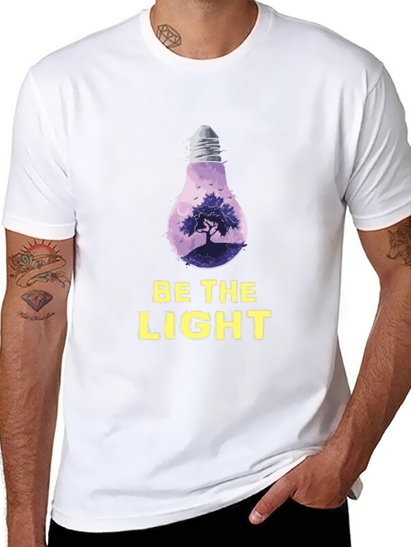 Be The Light Graphic Tee - Nature Bulb Design