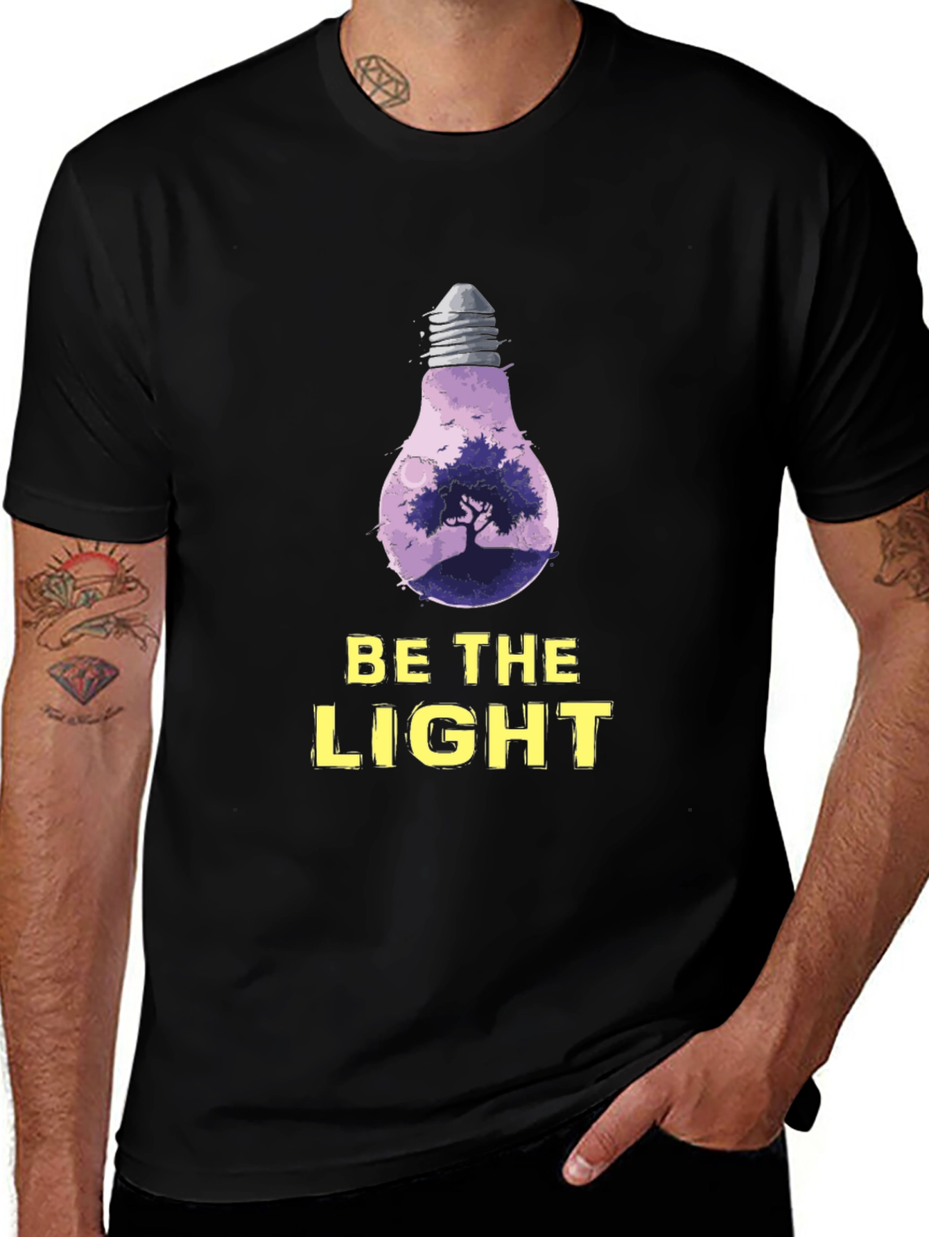Be The Light Graphic Tee - Nature Bulb Design