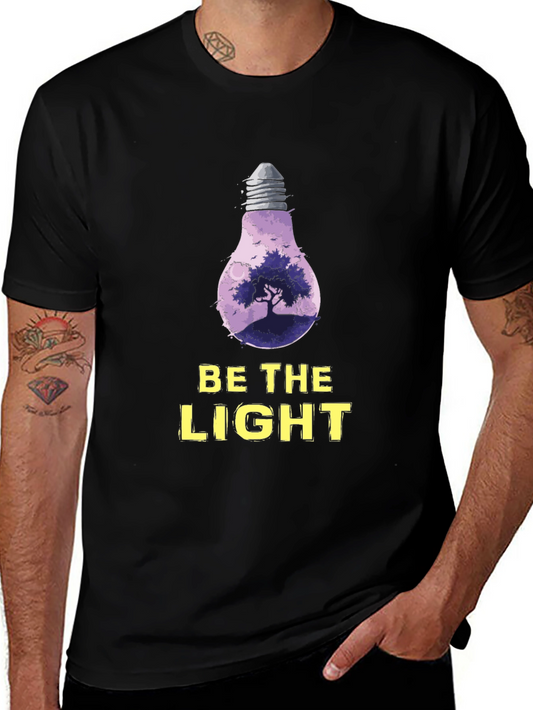 Be The Light Graphic Tee - Nature Bulb Design