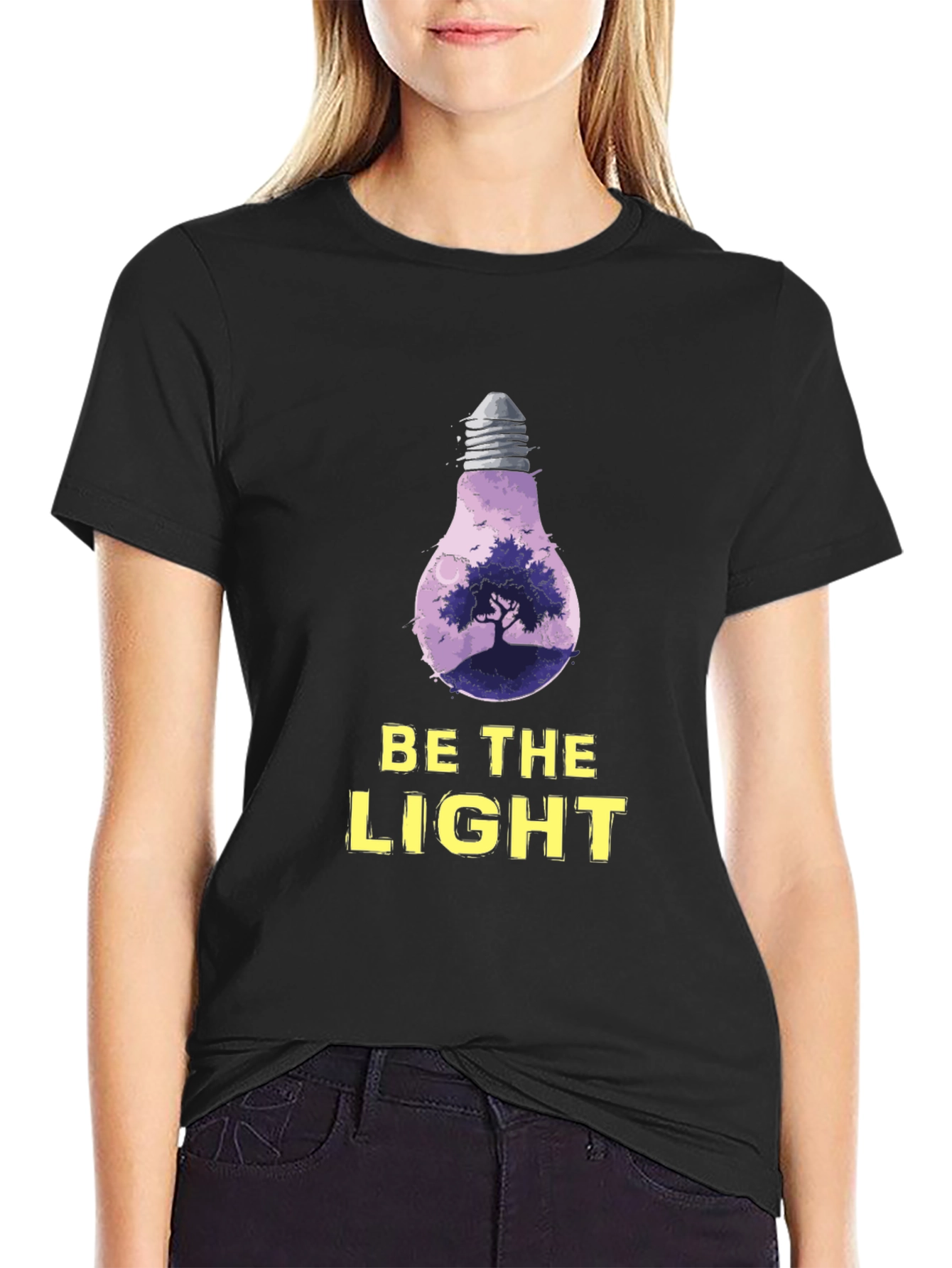 Be The Light Graphic Tee - Nature Bulb Design