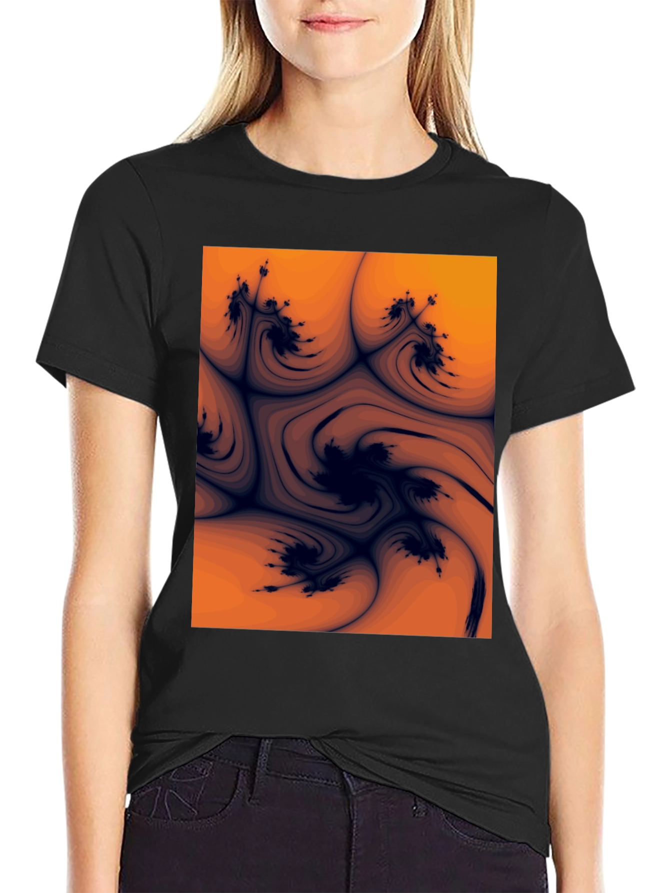 Abstract Art Graphic Tee - Black