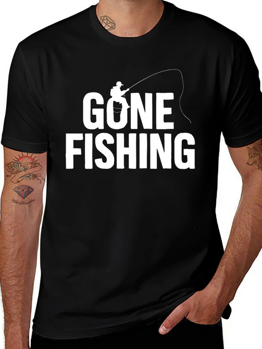 Gone Fishing Black Graphic Tee