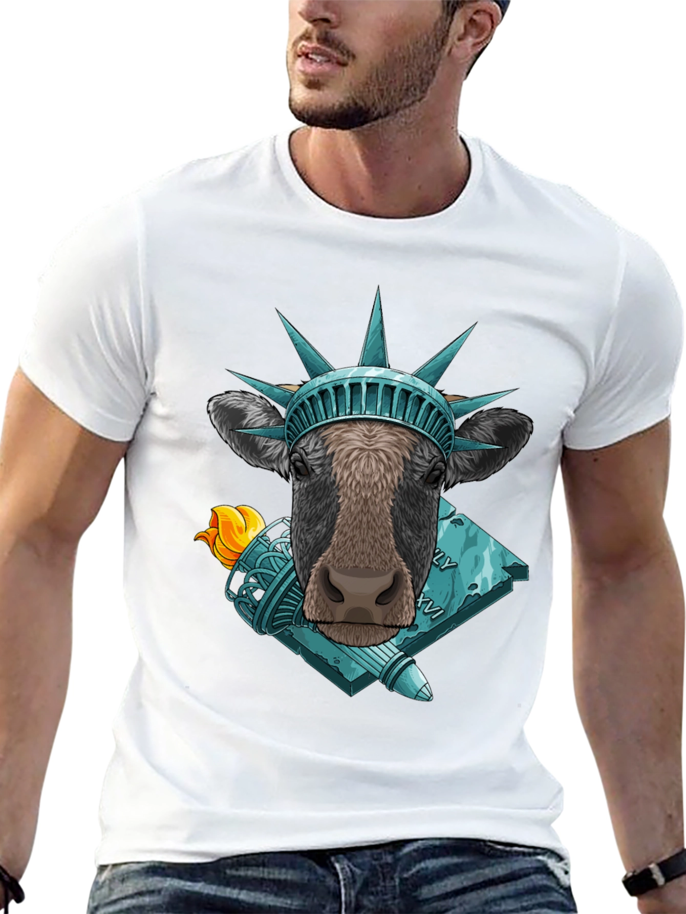 Cow Statue of Liberty Graphic Tee