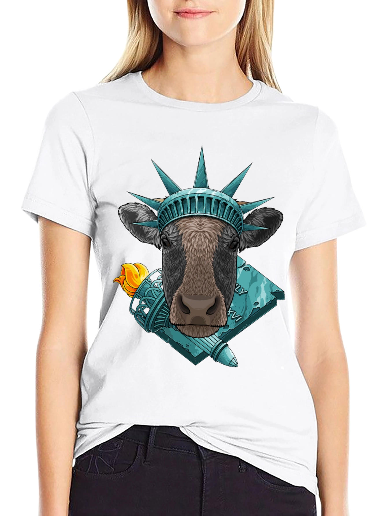 Cow Statue of Liberty Graphic Tee
