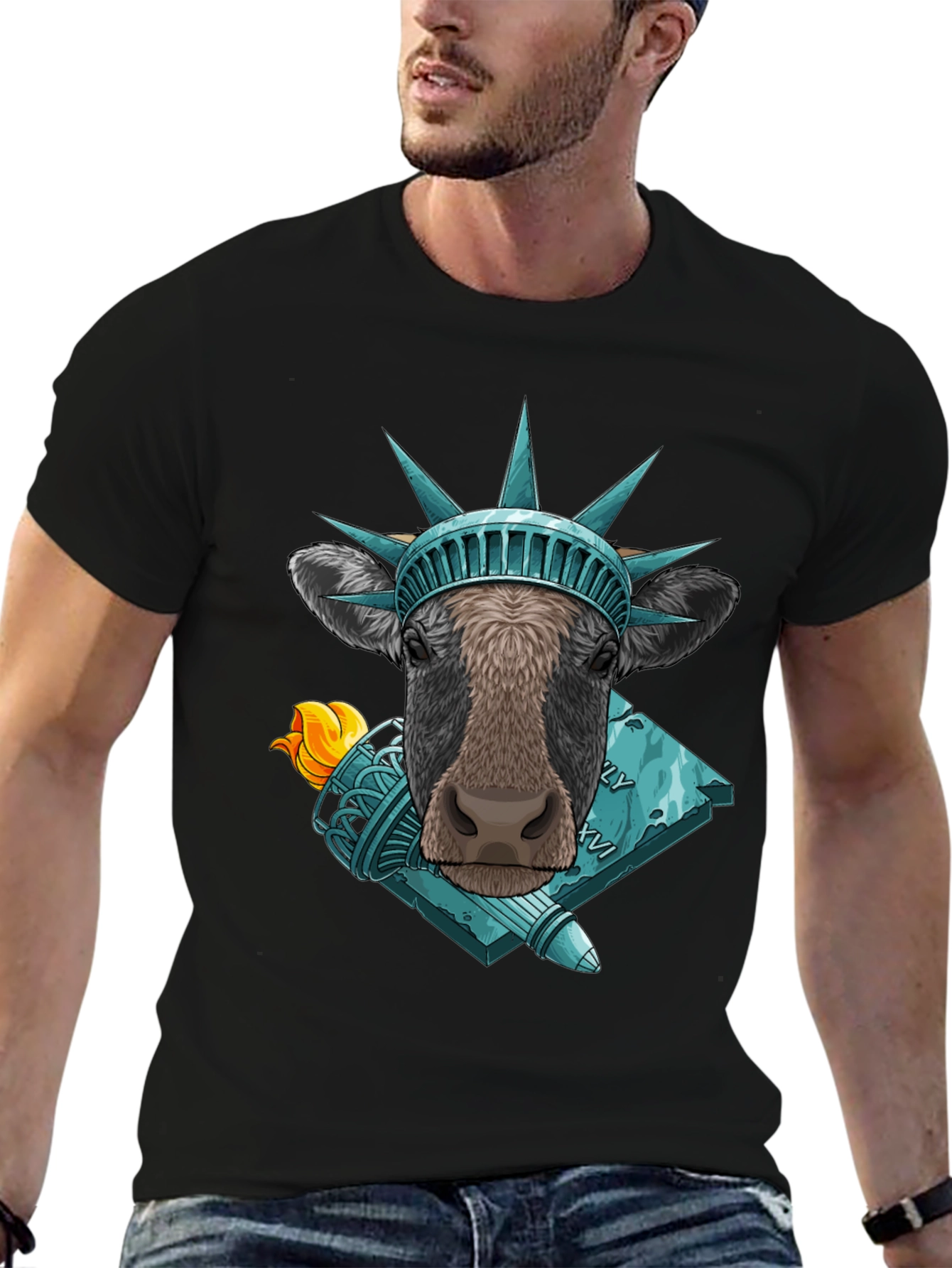 Cow Statue of Liberty Graphic Tee
