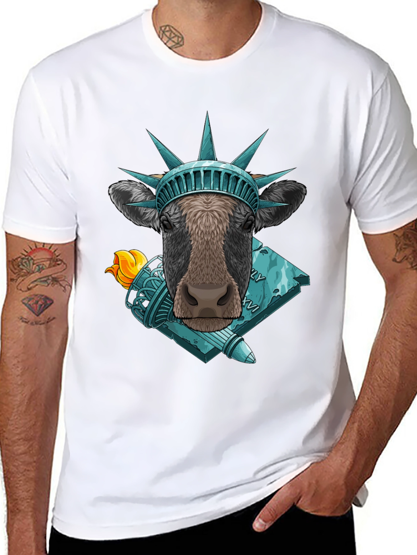 Cow Statue of Liberty Graphic Tee