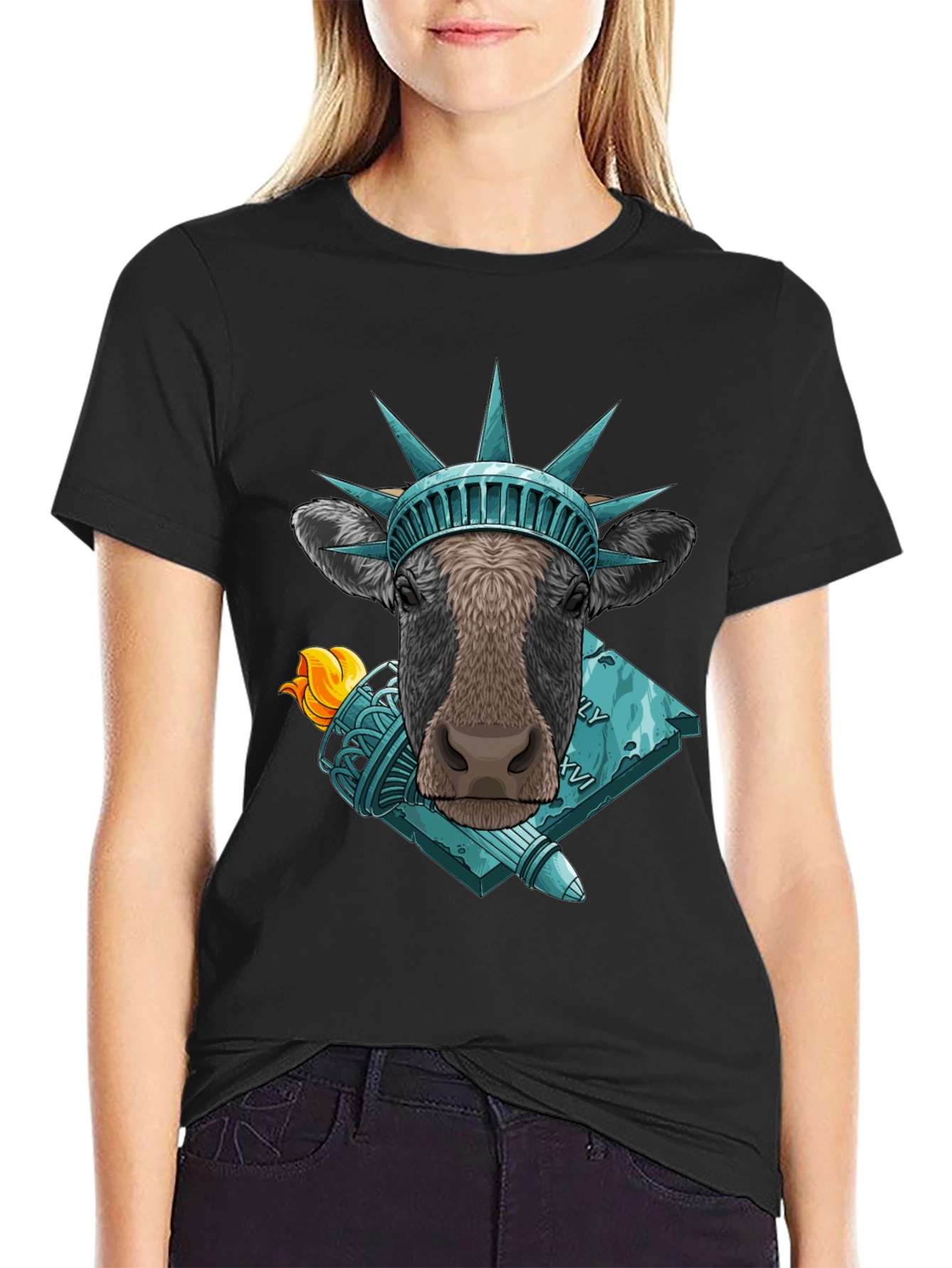 Cow Statue of Liberty Graphic Tee
