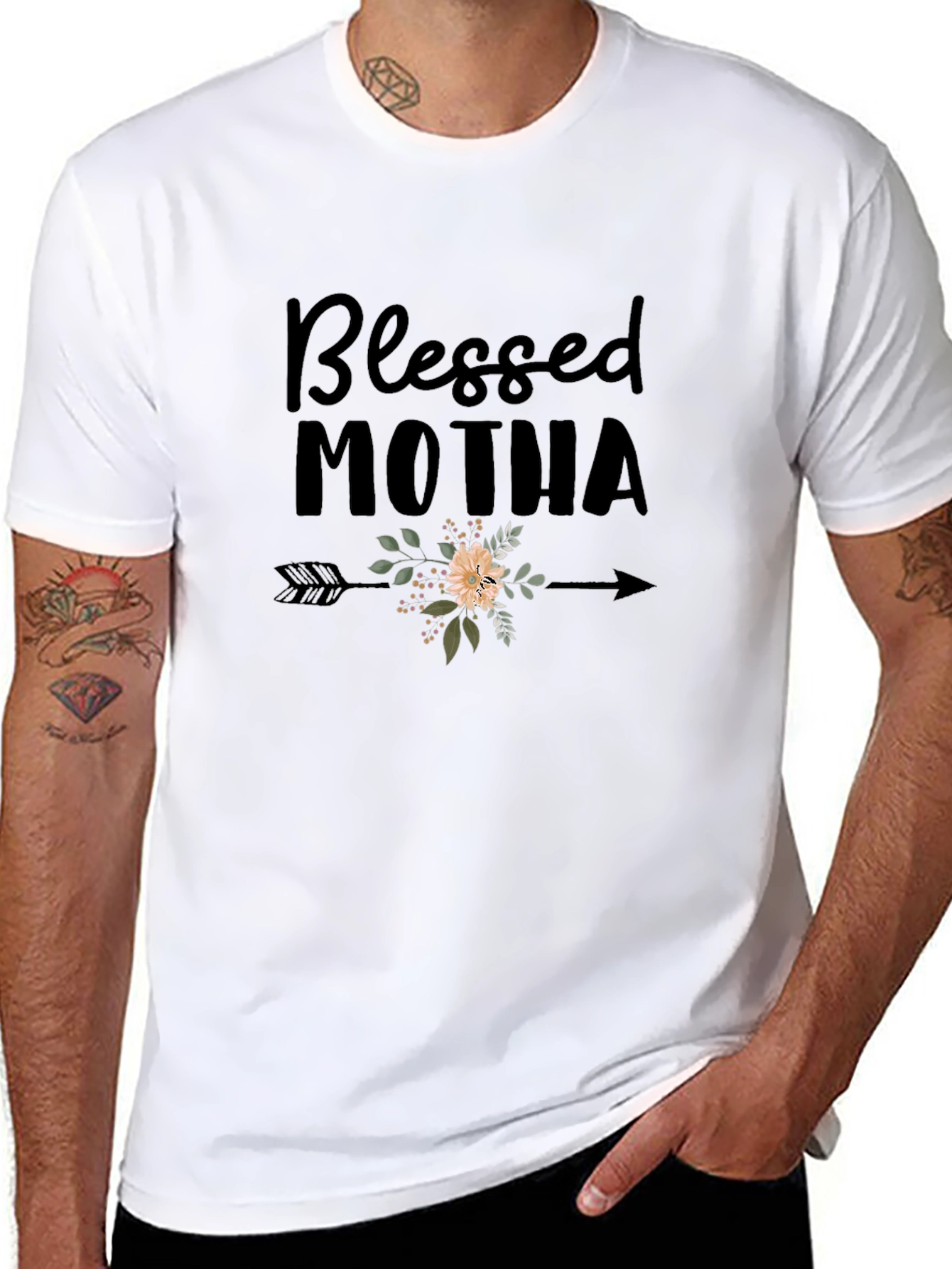Blessed Motha Floral Arrow Graphic Tee