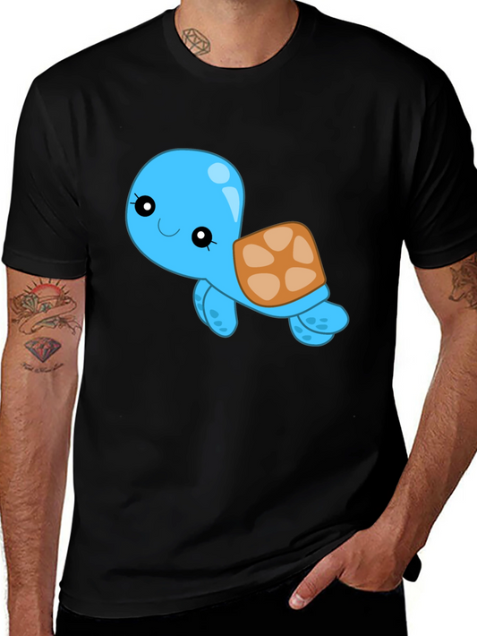 Cute Turtle Graphic Black T-Shirt
