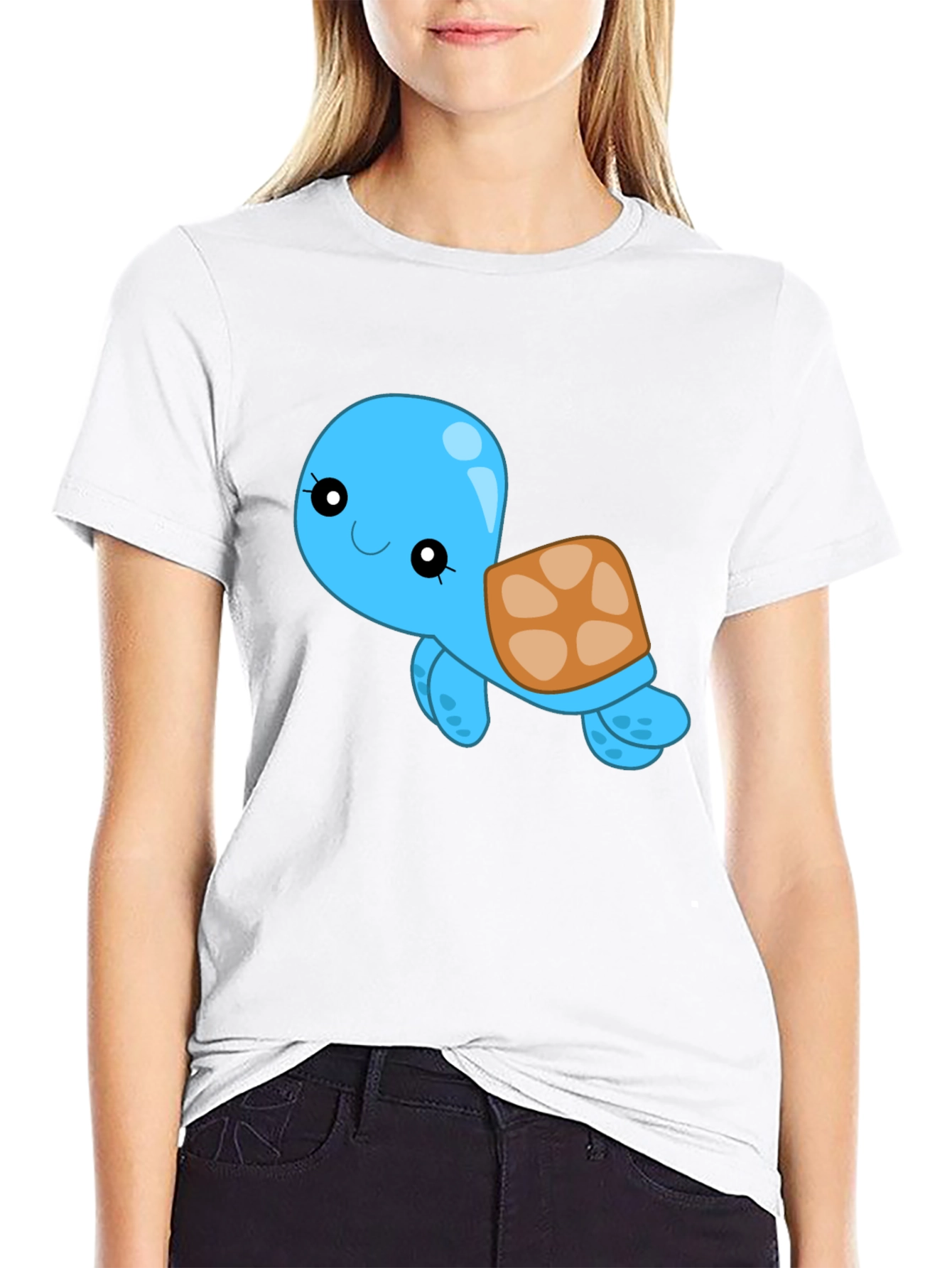 Cute Turtle Graphic Black T-Shirt