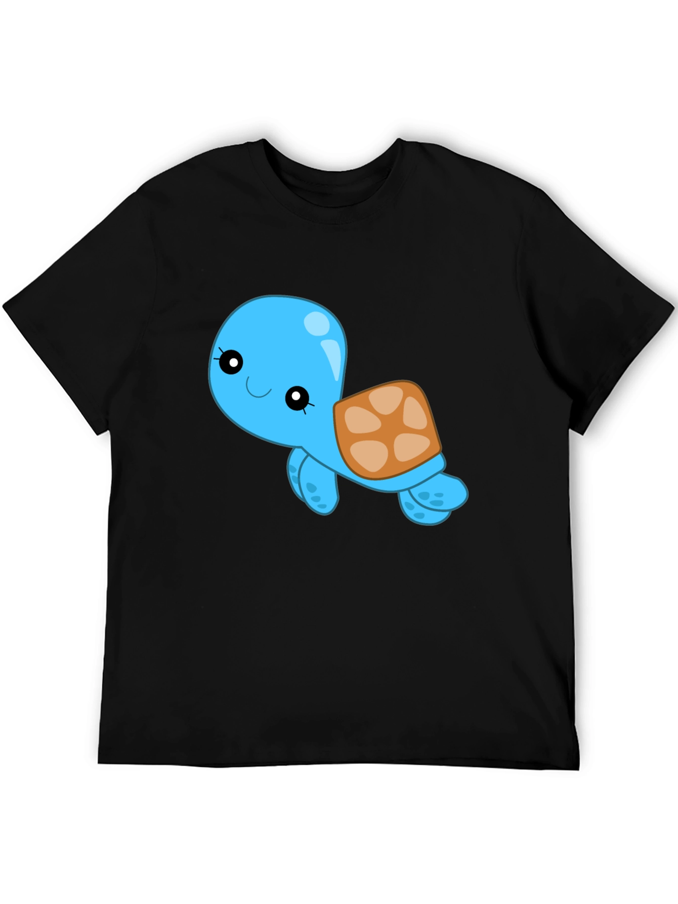 Cute Turtle Graphic Black T-Shirt