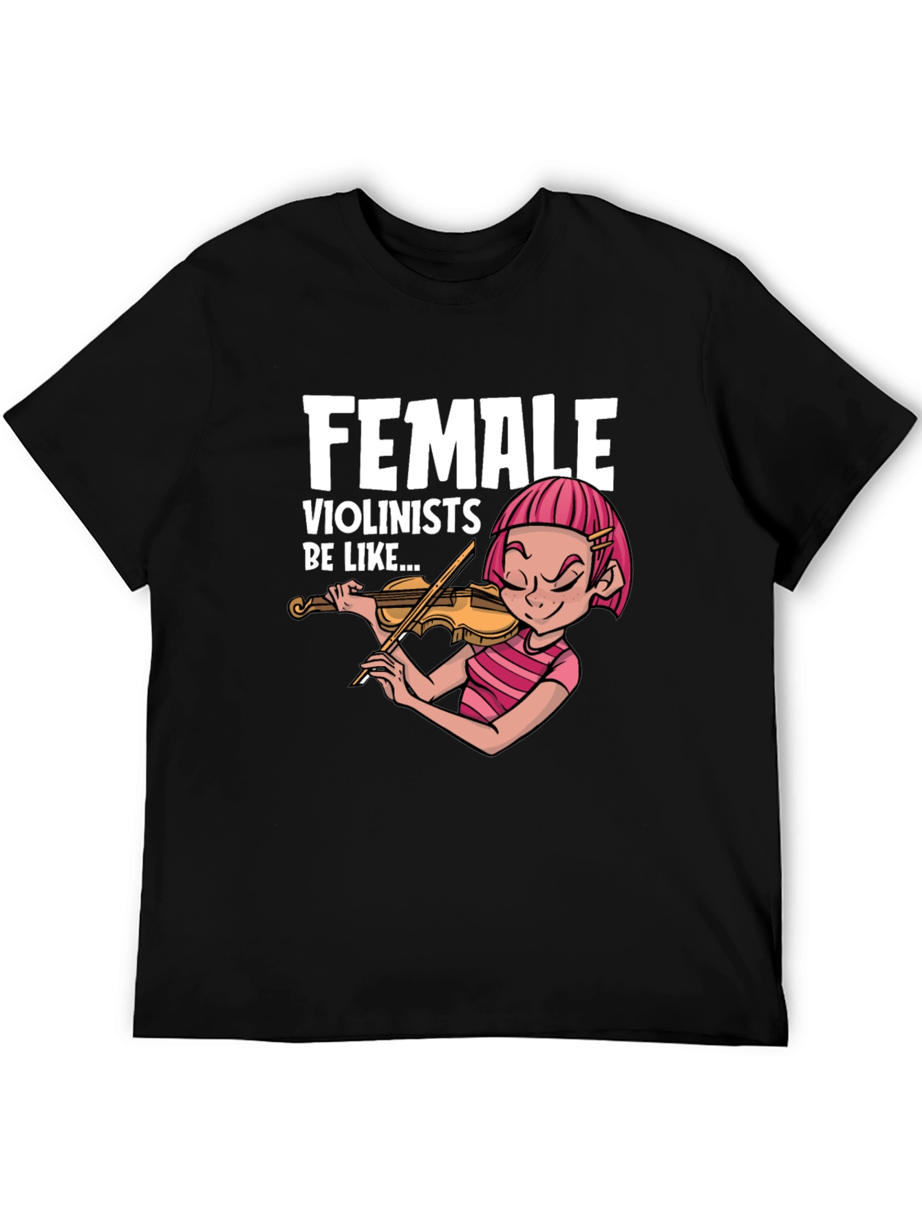 Funny Female Violinist Graphic Tee - Black