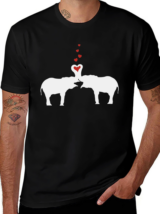Elephant Love Graphic Tee - Black Cotton T-Shirt