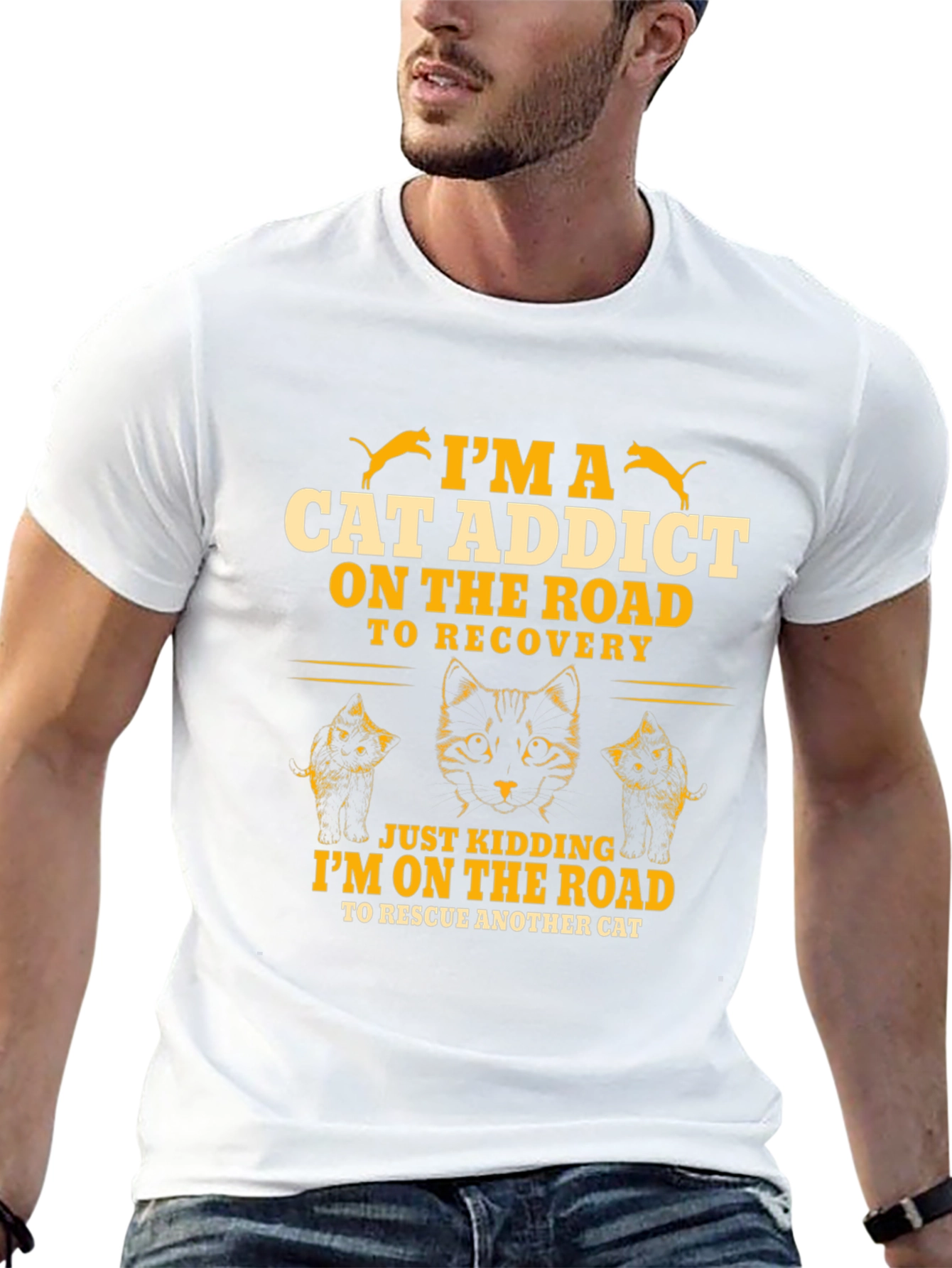 Cat Addict T-Shirt - On The Road to Rescue