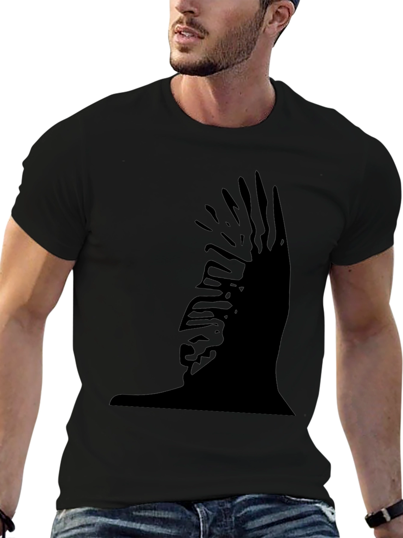 Abstract Silhouette Graphic Black T-Shirt