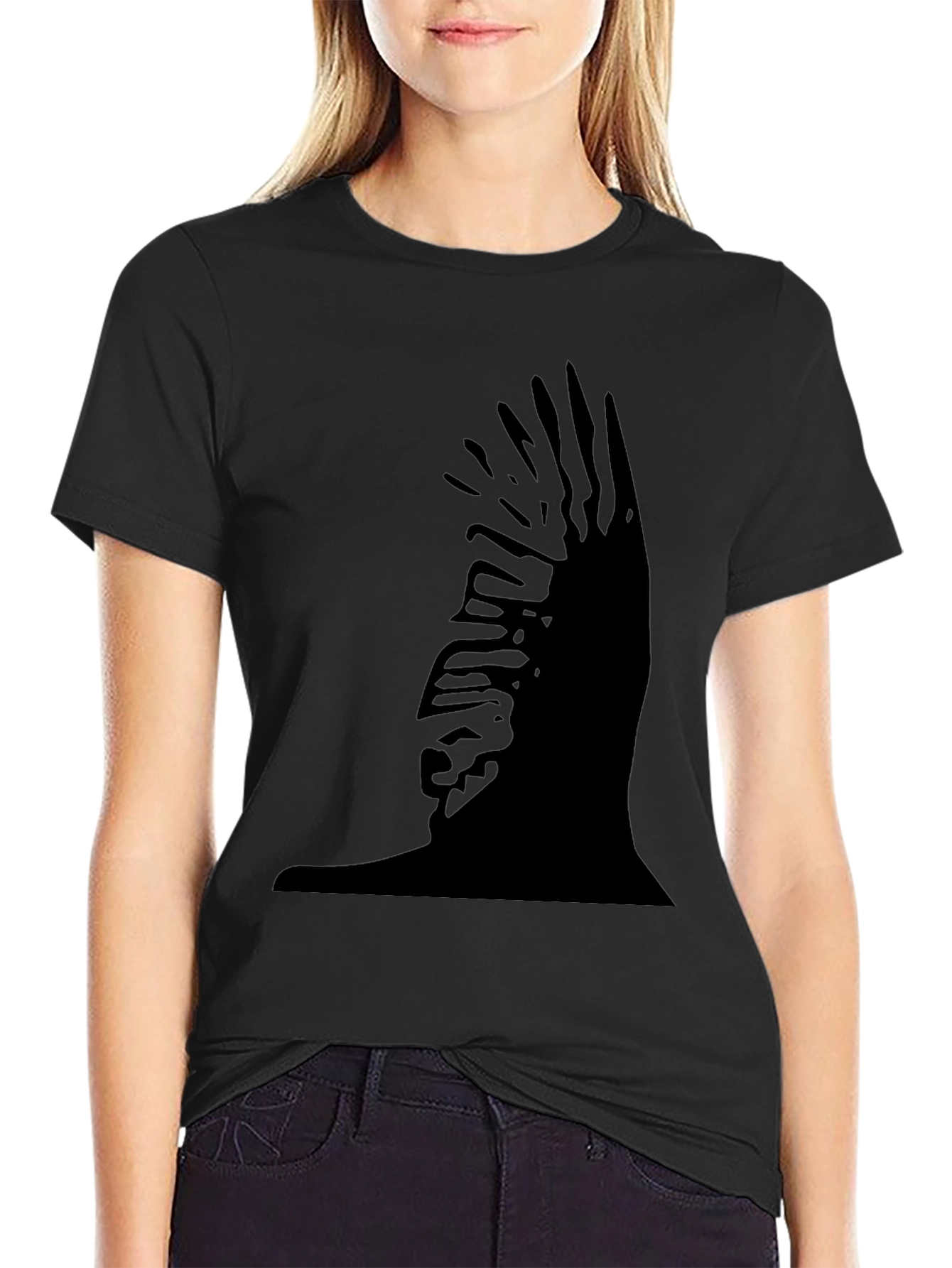 Abstract Silhouette Graphic Black T-Shirt