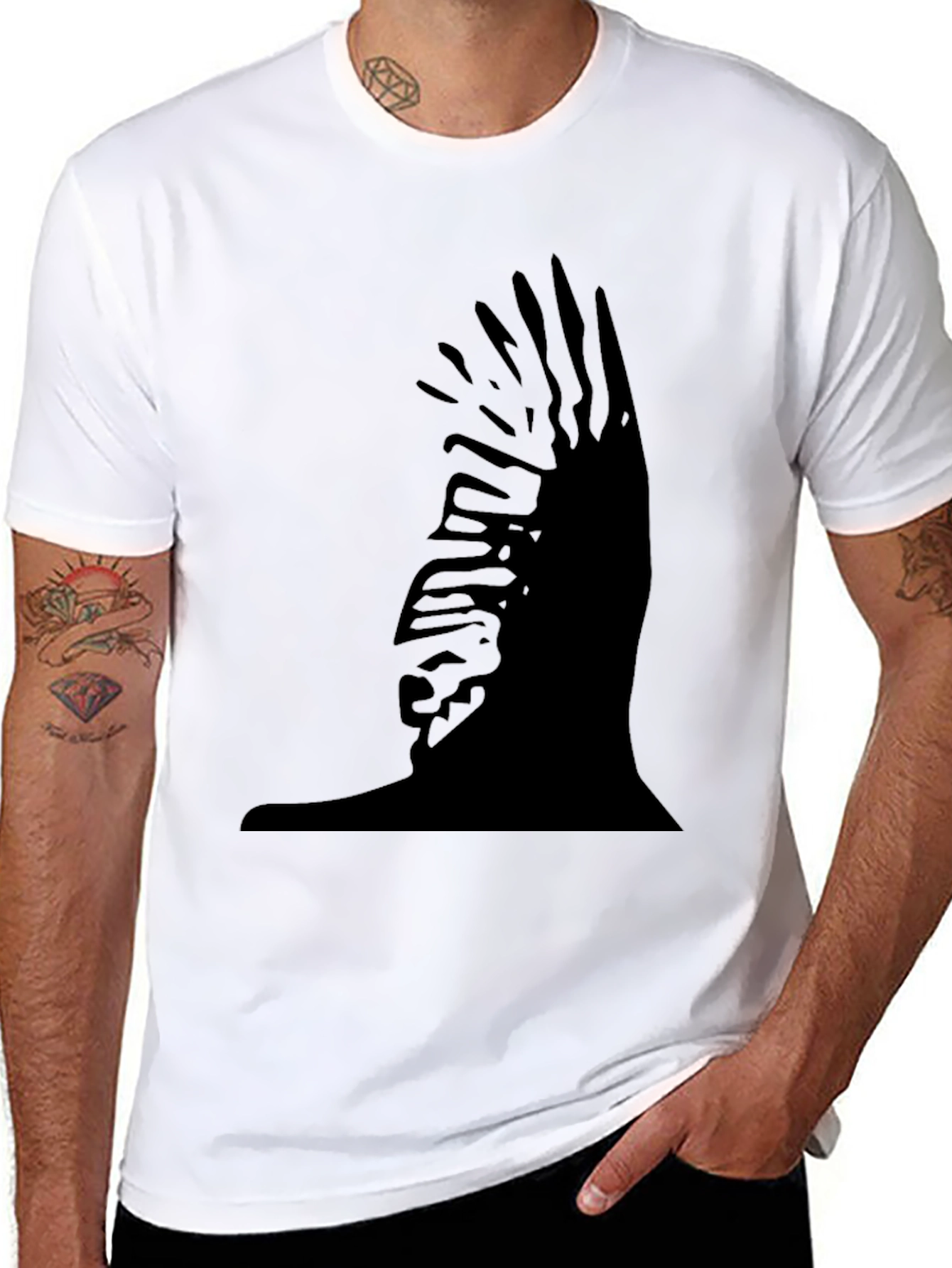 Abstract Silhouette Graphic Black T-Shirt