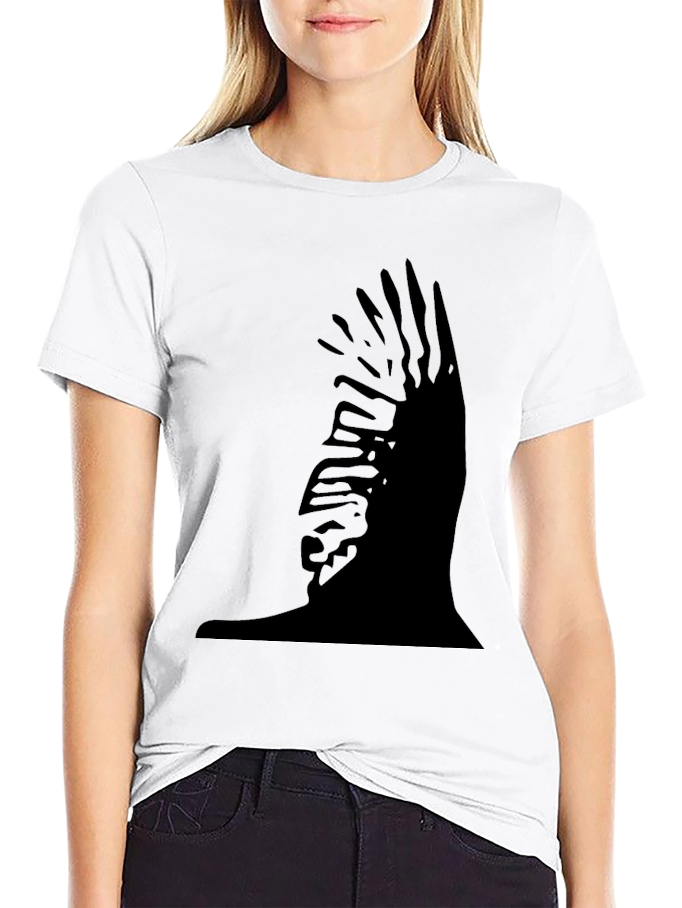 Abstract Silhouette Graphic Black T-Shirt