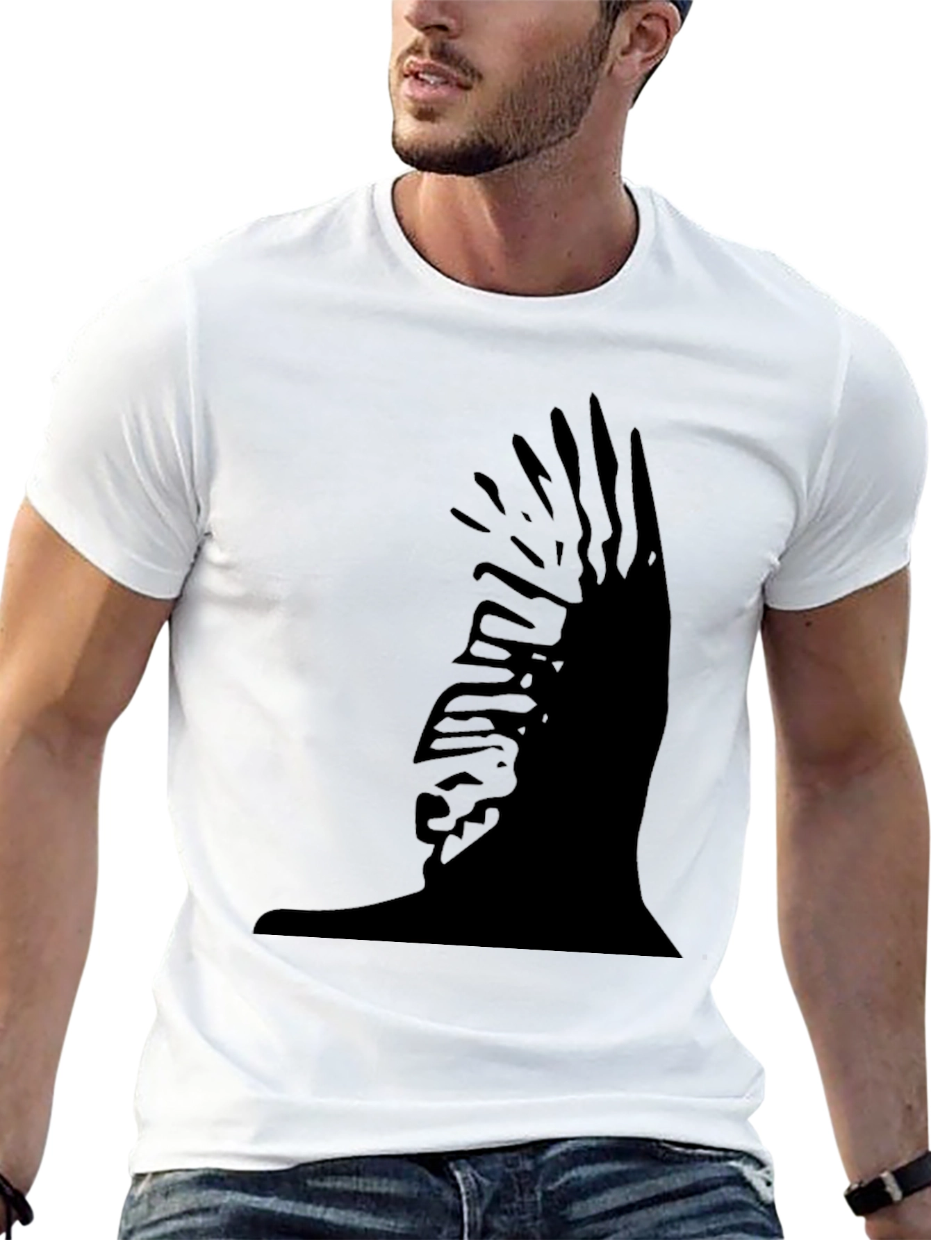 Abstract Silhouette Graphic Black T-Shirt