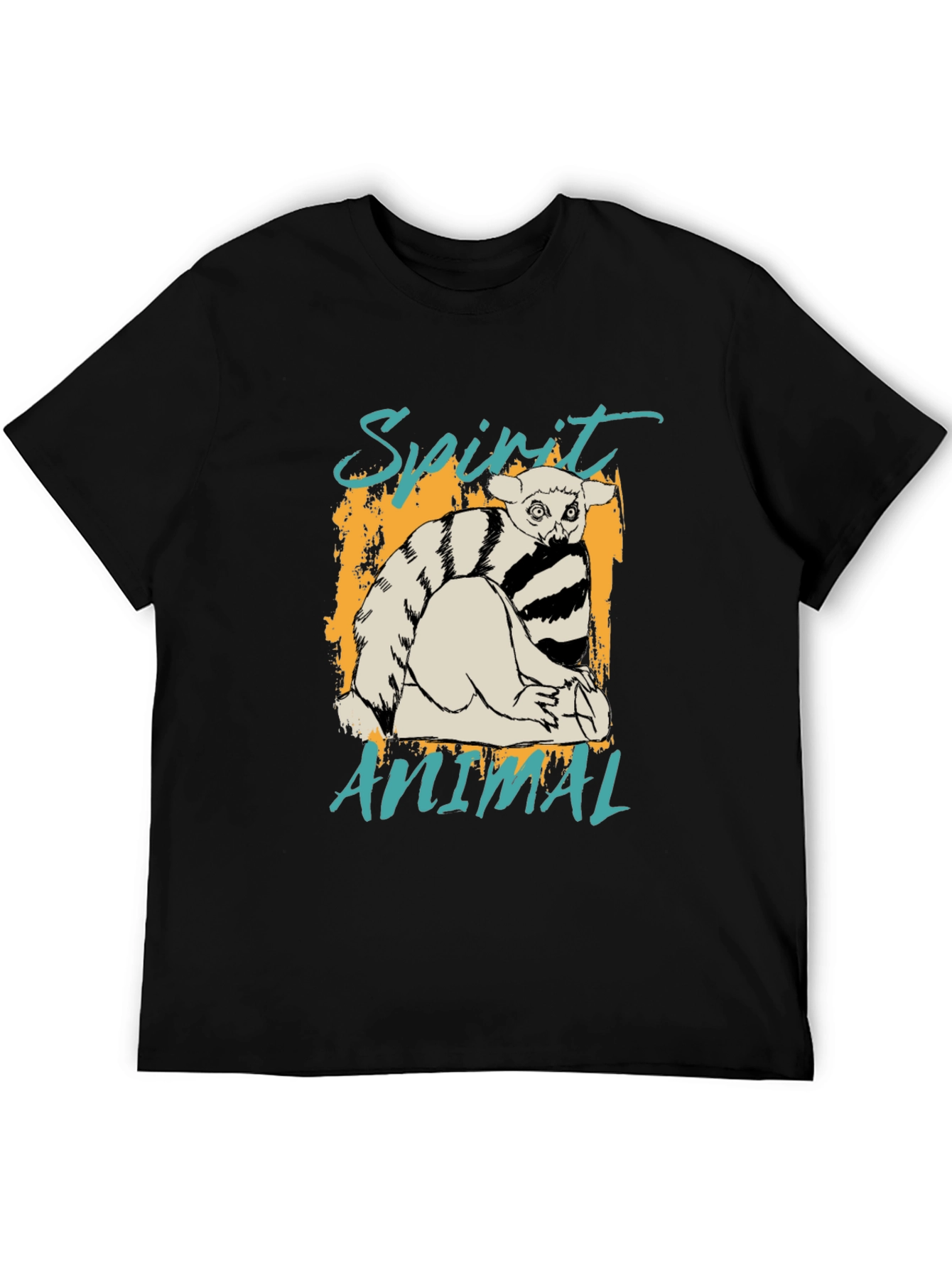 Spirit Animal Lemur Graphic Black T-Shirt