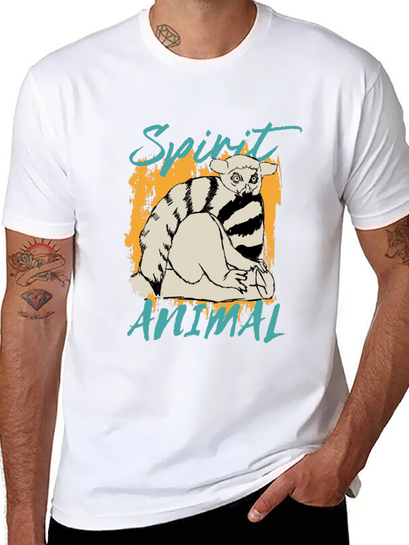 Spirit Animal Lemur Graphic Black T-Shirt
