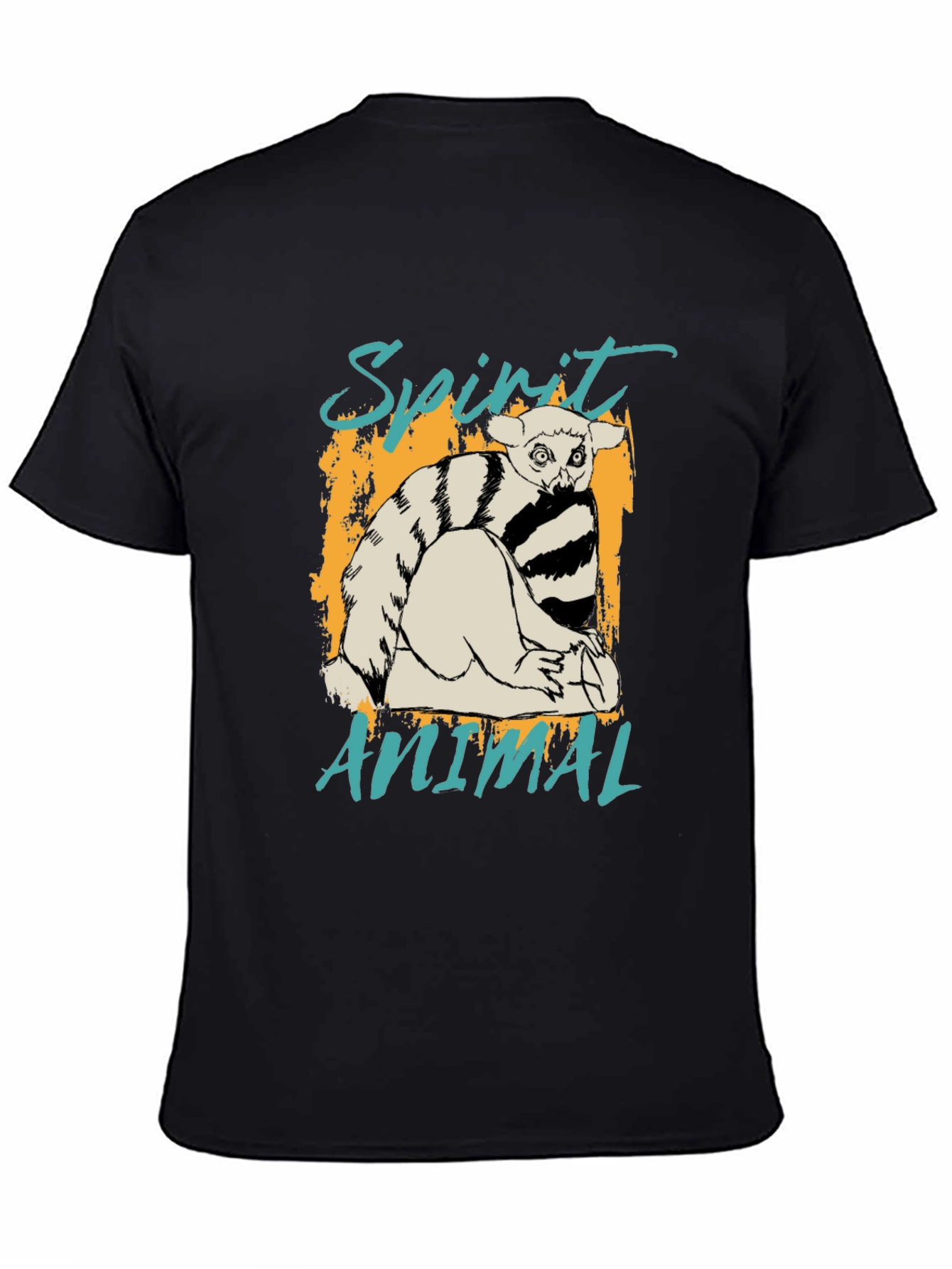 Spirit Animal Lemur Graphic Black T-Shirt