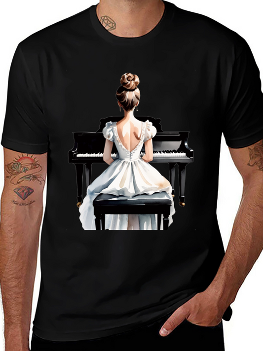 Piano Woman Graphic Tee - Stylish Musician T-Shirt