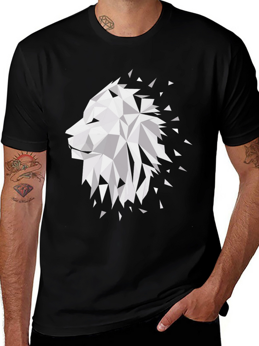 Geometric Lion Graphic T-Shirt - Modern Design