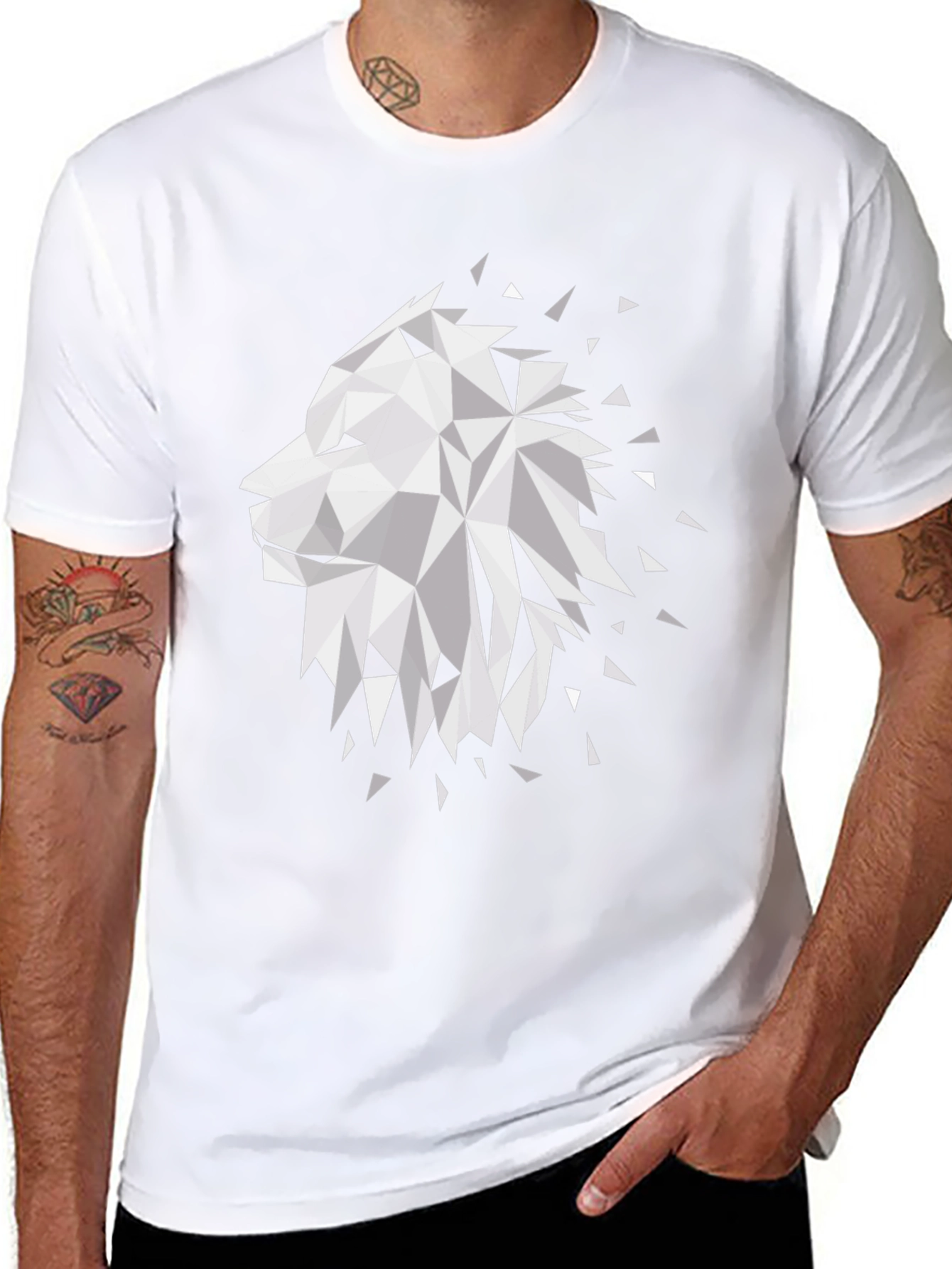 Geometric Lion Graphic T-Shirt - Modern Design
