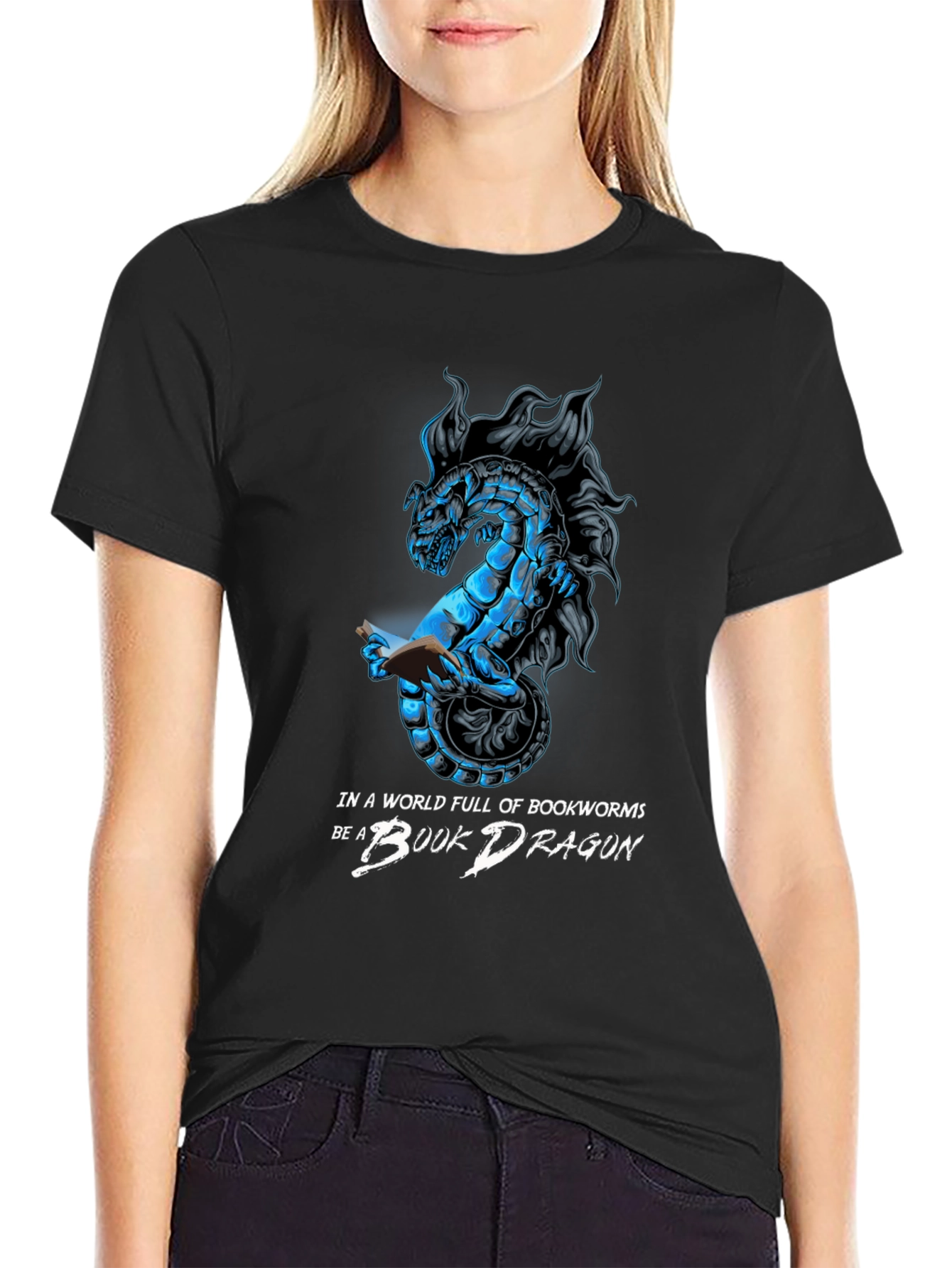 Book Dragon T-Shirt - Literary Fantasy Tee