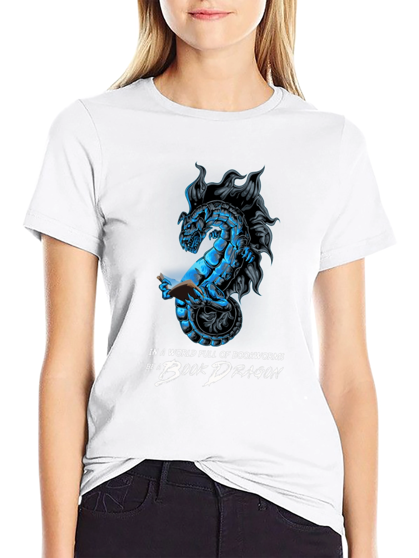 Book Dragon T-Shirt - Literary Fantasy Tee