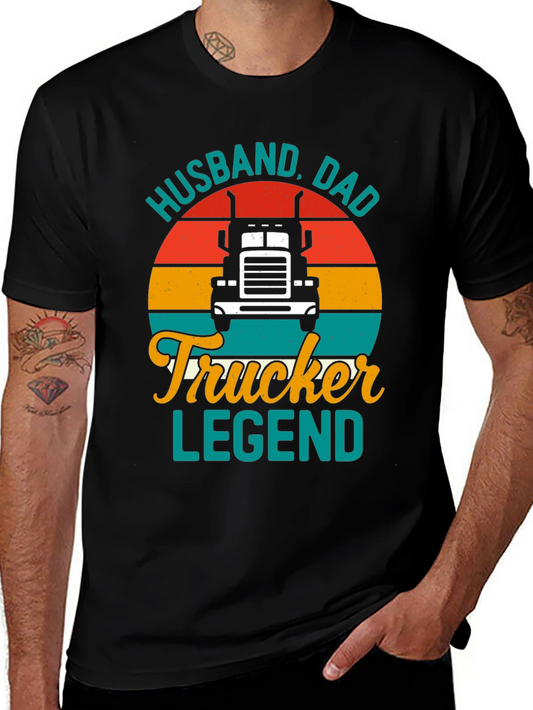 Husband Dad Trucker Legend Graphic T-Shirt