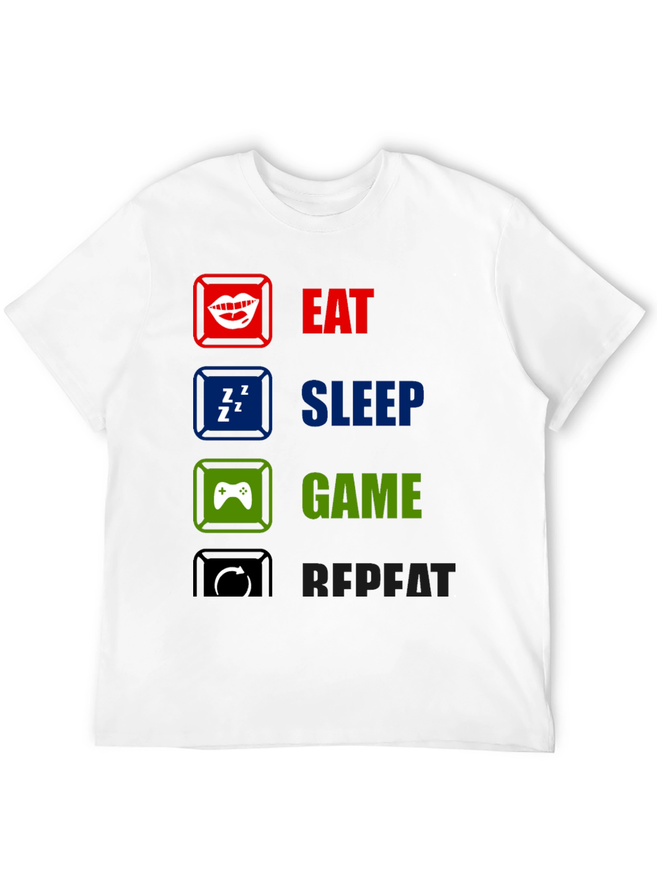Eat Sleep Game Repeat Black T-Shirt