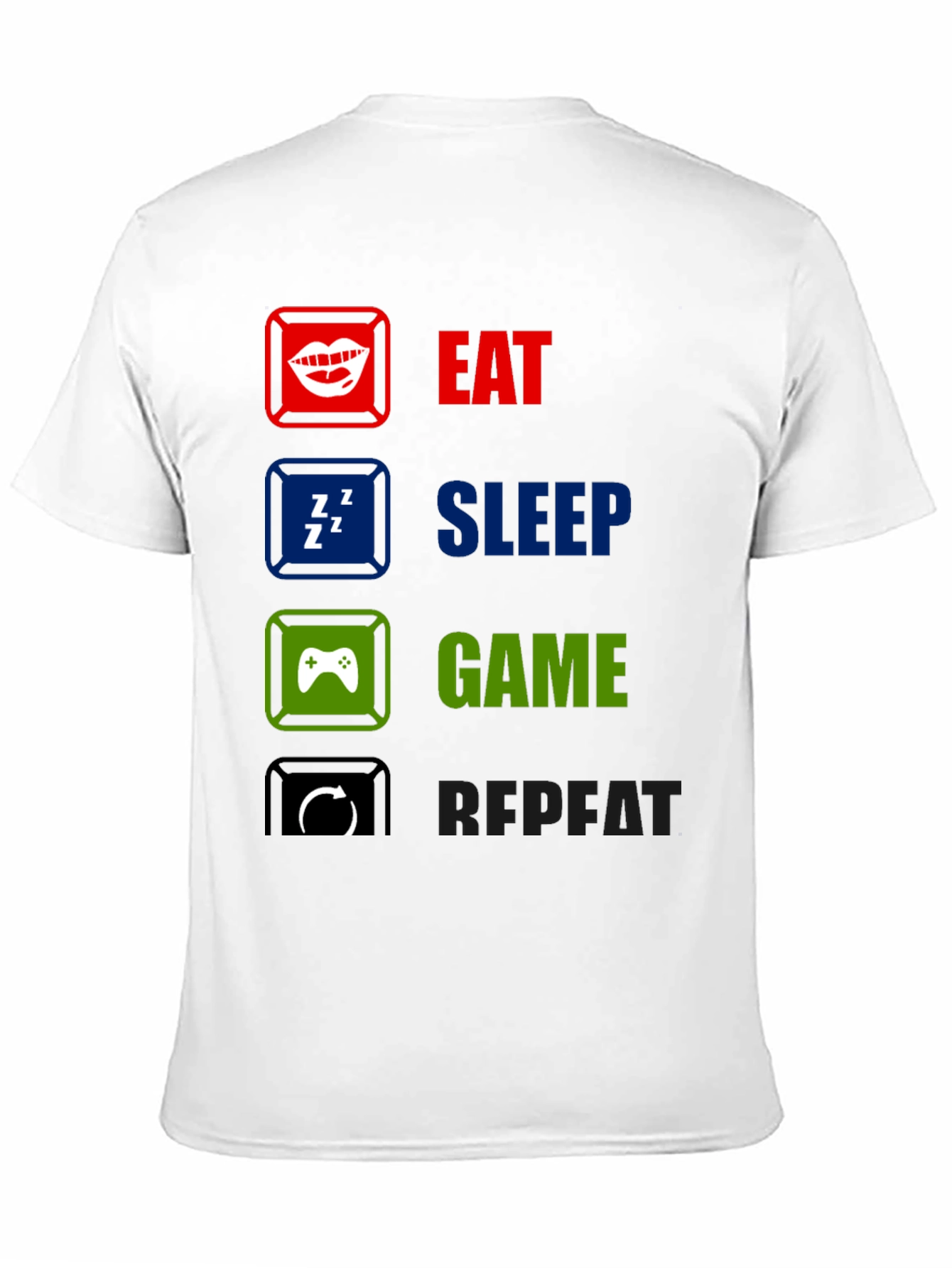 Eat Sleep Game Repeat Black T-Shirt