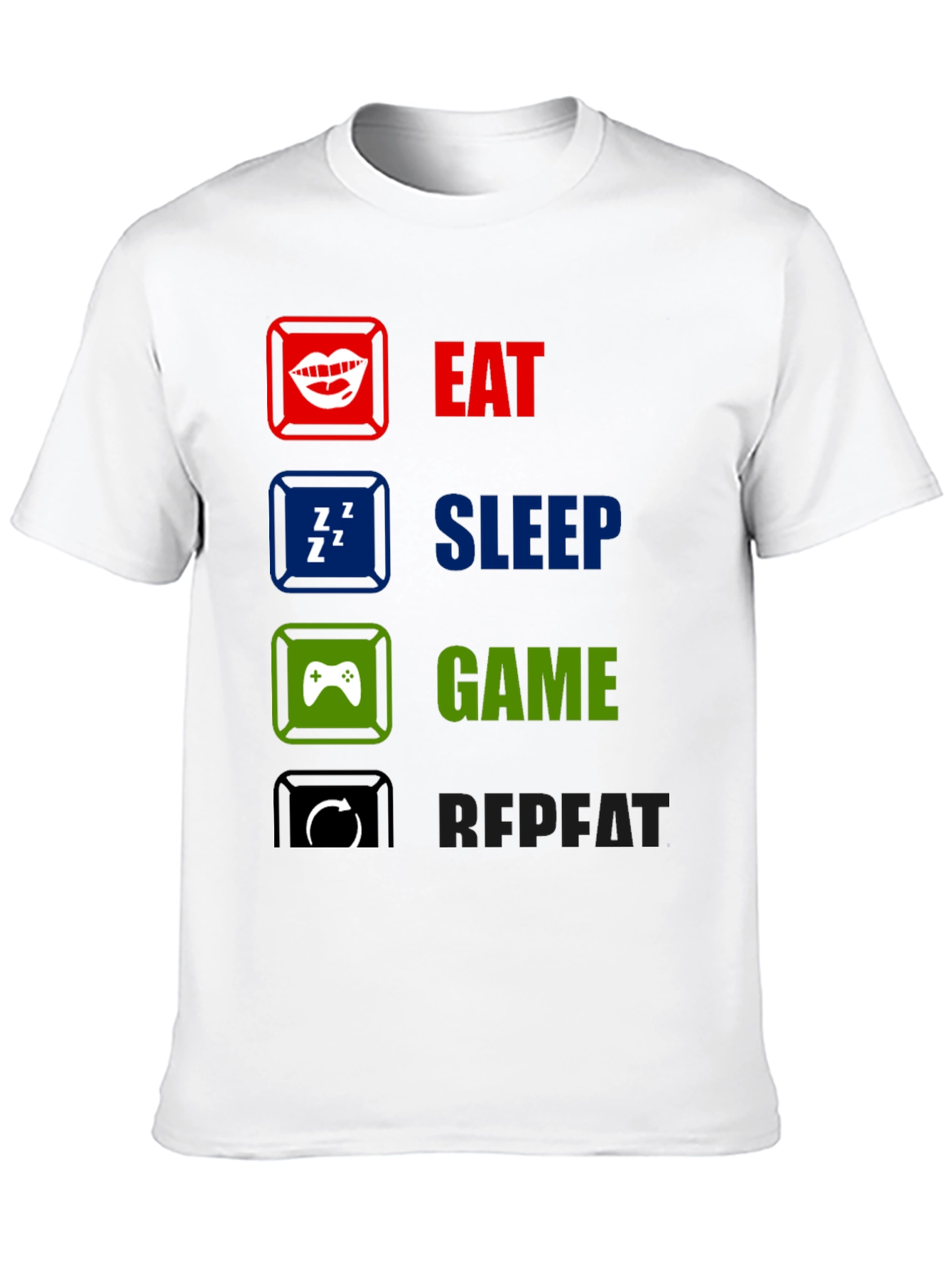 Eat Sleep Game Repeat Black T-Shirt