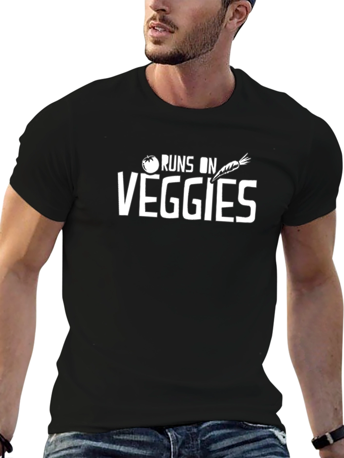 Runs on Veggies T-Shirt - Black Vegetable Lover Tee