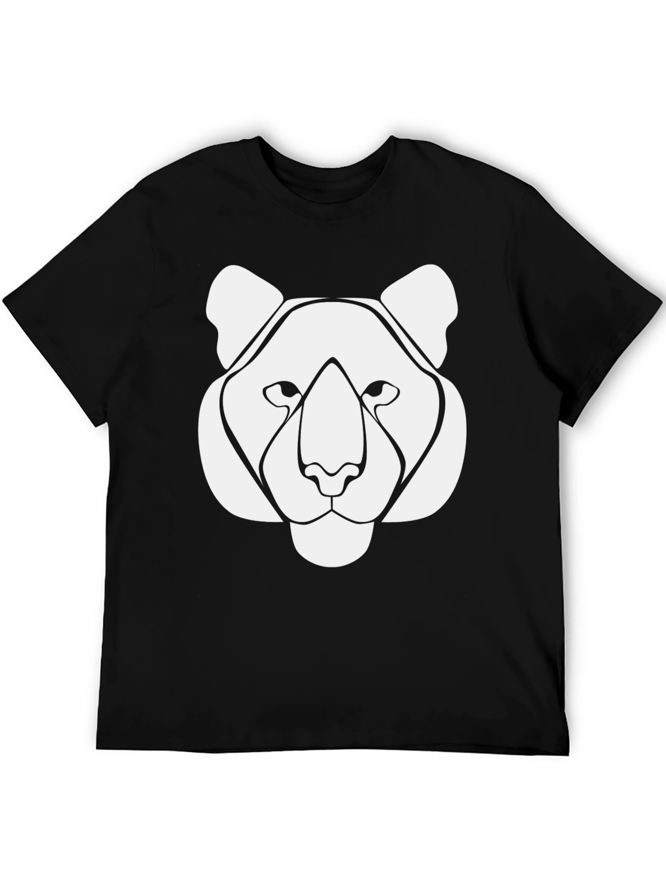 Abstract Lion Graphic Tee - Black Cotton T-Shirt